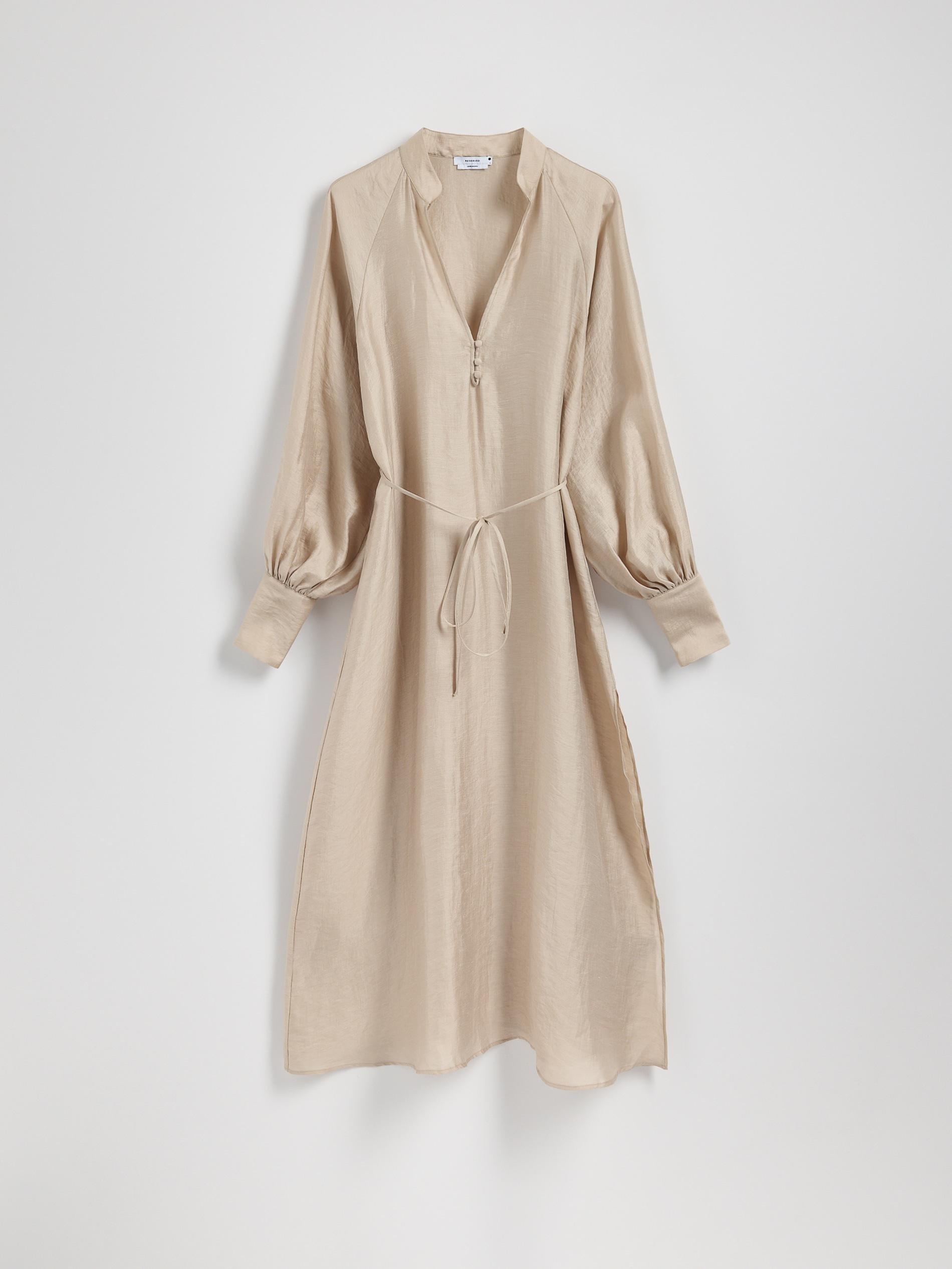 Beige Maxi Dress With Linen Insert, , large image number 5
