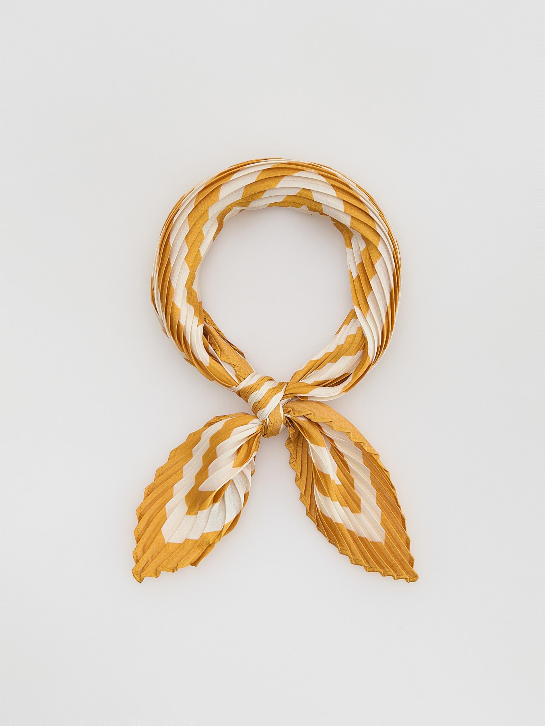 Yellow Pleated Stripe Neckerchief, Yellow, medium