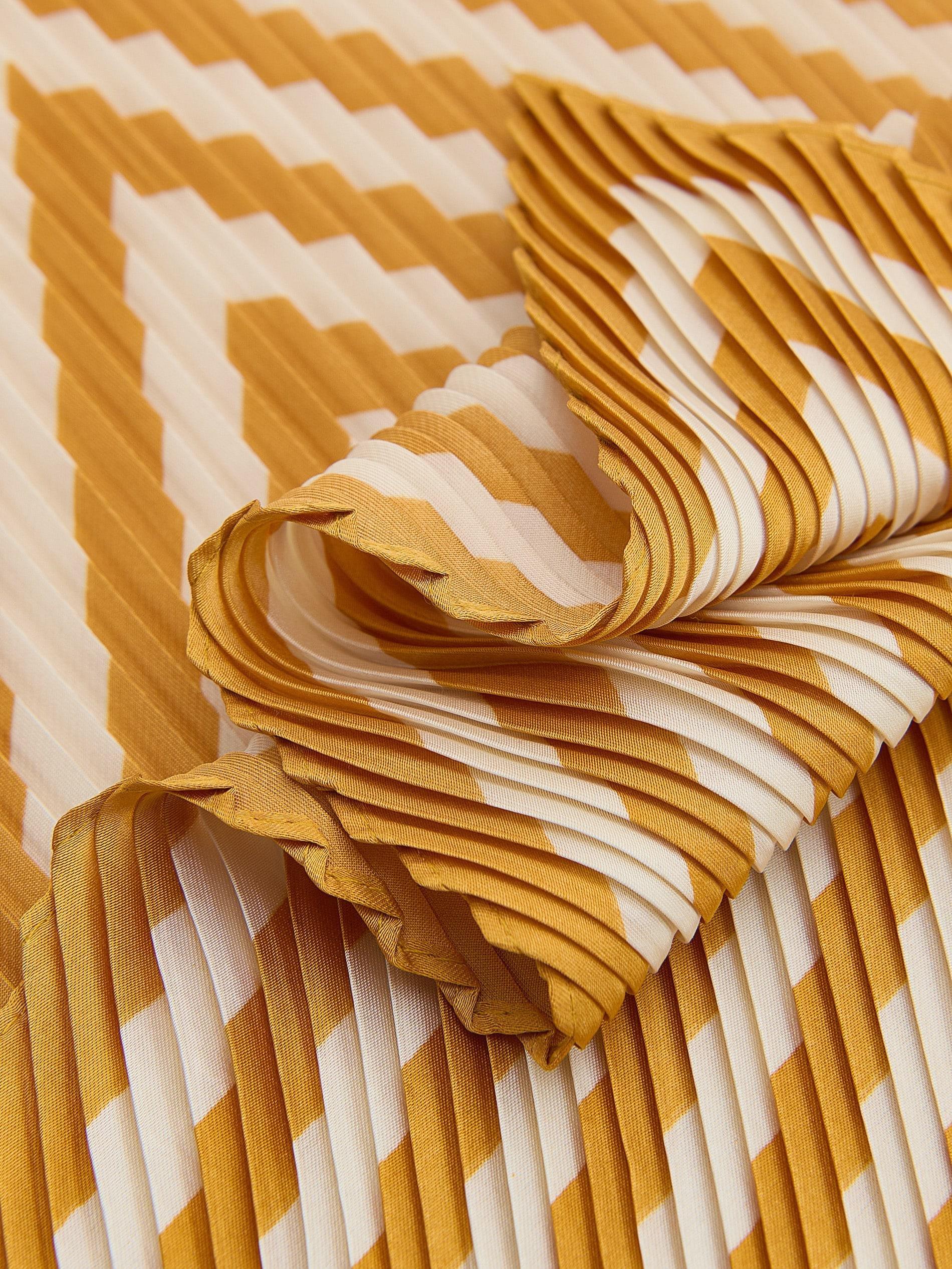 Yellow Pleated Stripe Neckerchief, Yellow, large image number 1