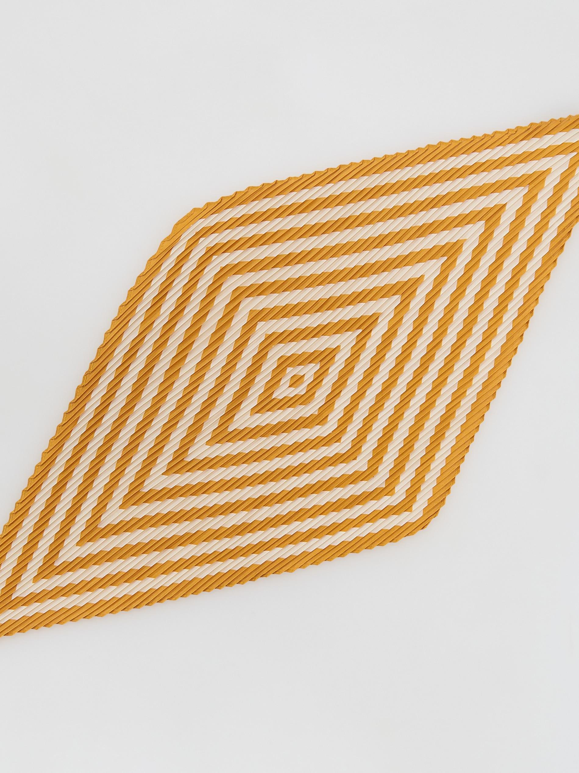 Yellow Pleated Stripe Neckerchief, Yellow, medium