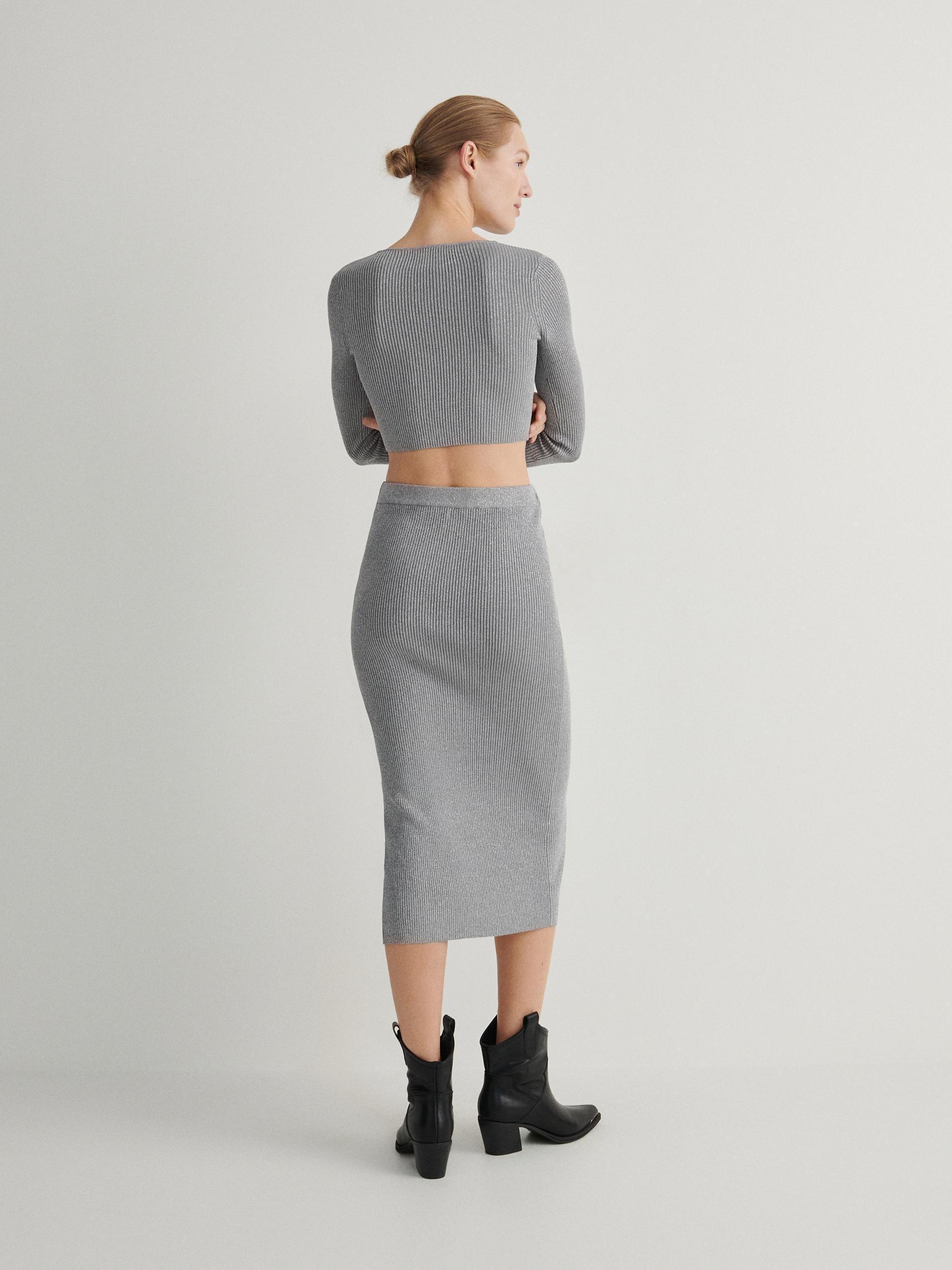 Grey Midi Skirt, , large image number 2