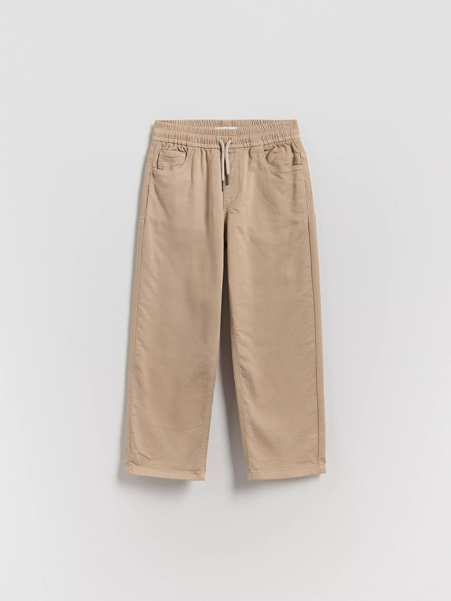 Beige Elastic Regular Trousers, Beige, large image number 0