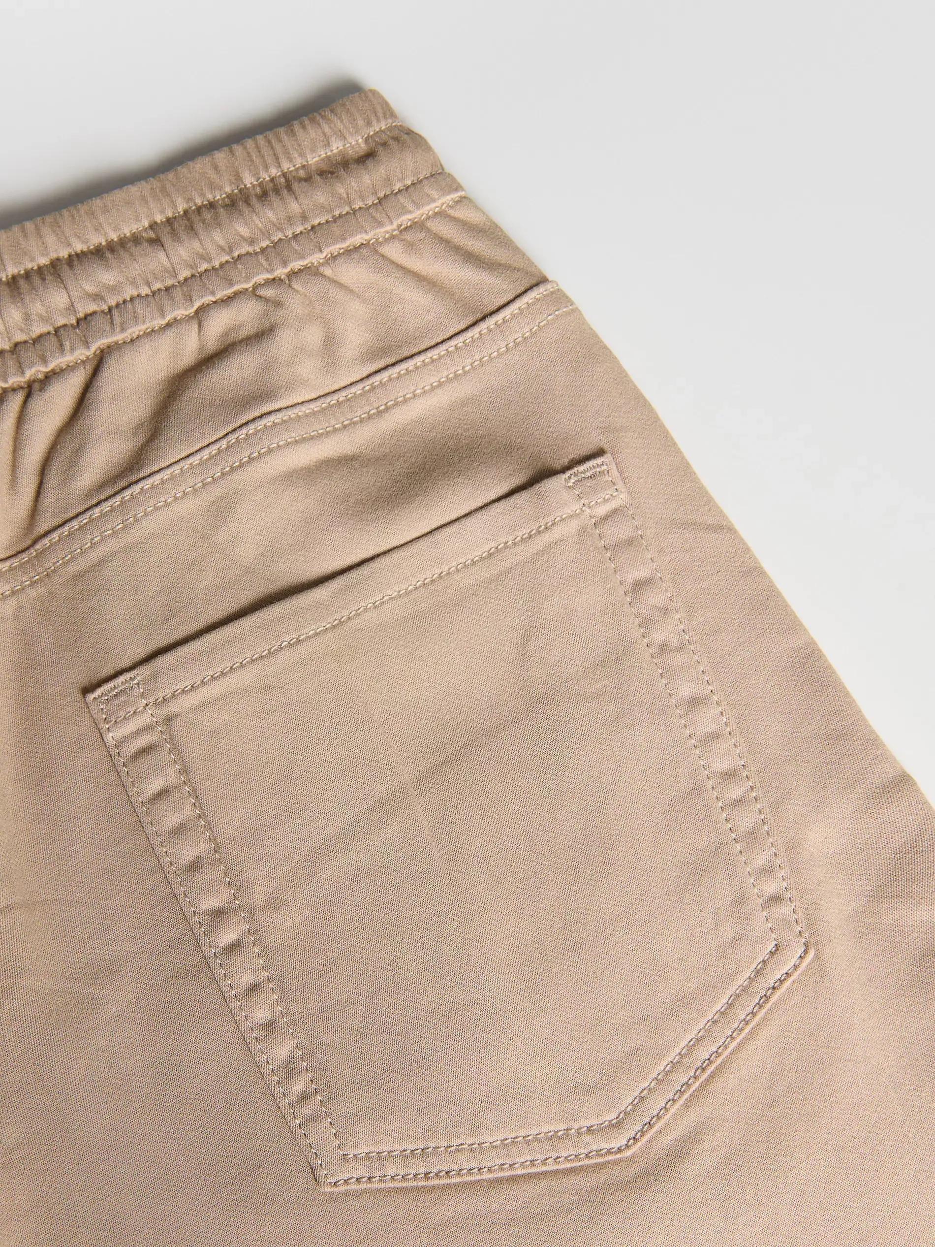Beige Elastic Regular Trousers, Beige, large image number 1
