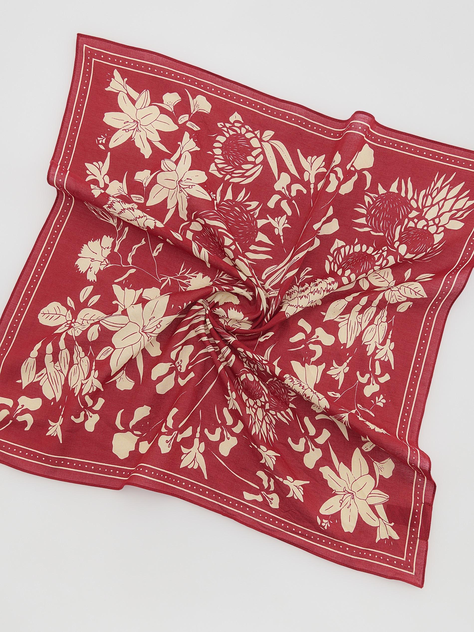 Red Cotton Scarf, Red, medium