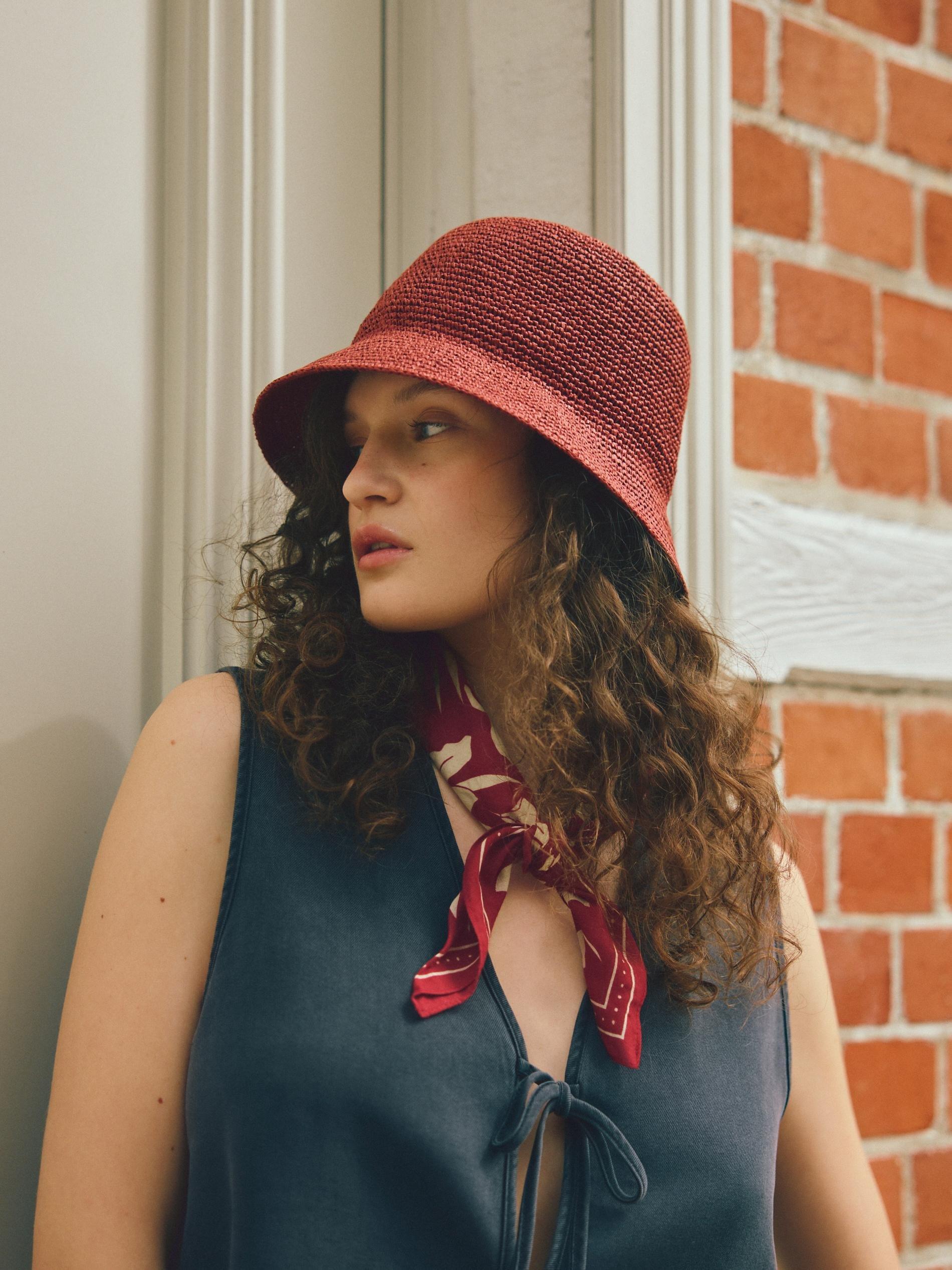 Red Cotton Scarf, Red, medium