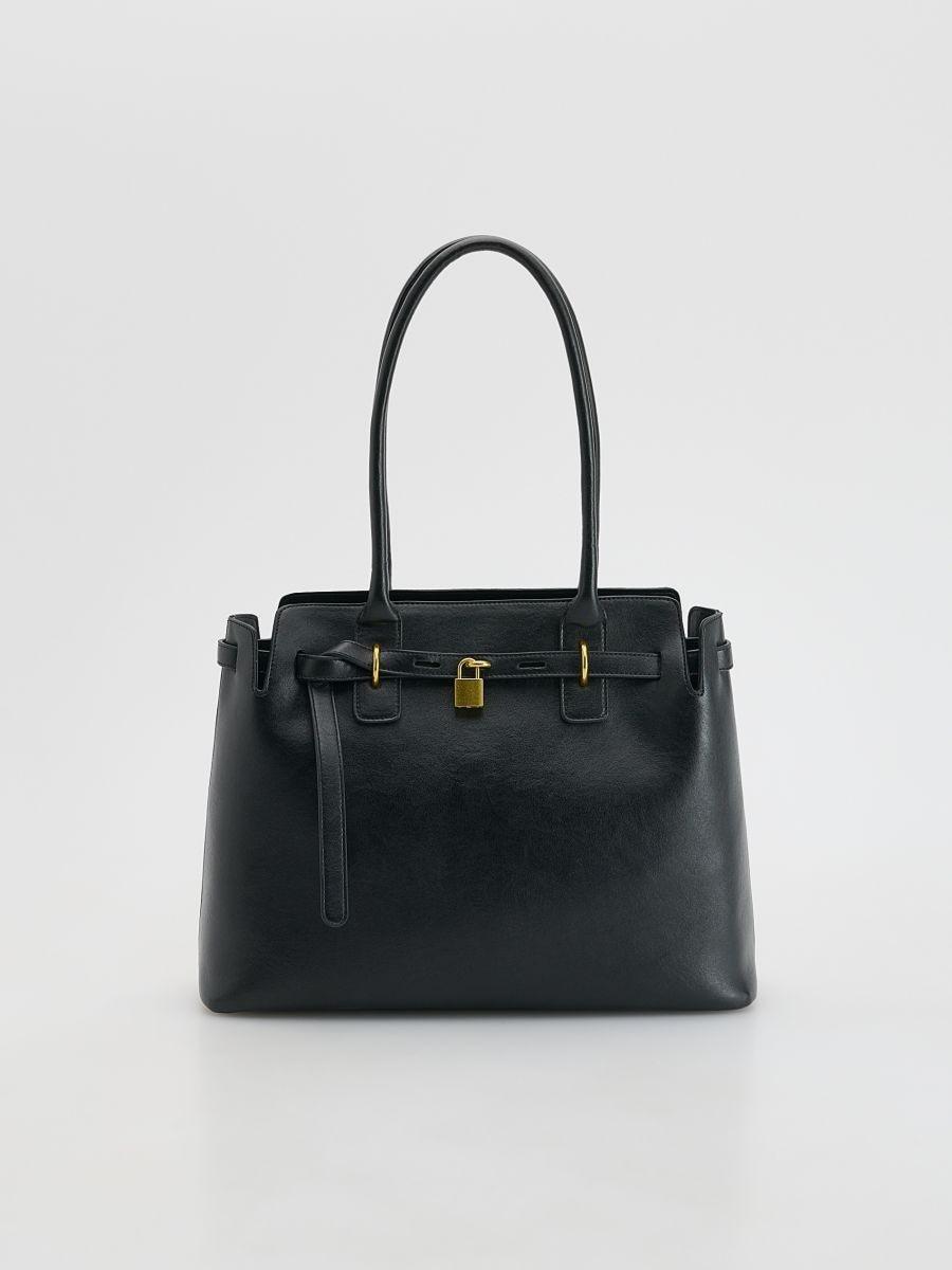 Black Shopper Bag, Black, large image number 0