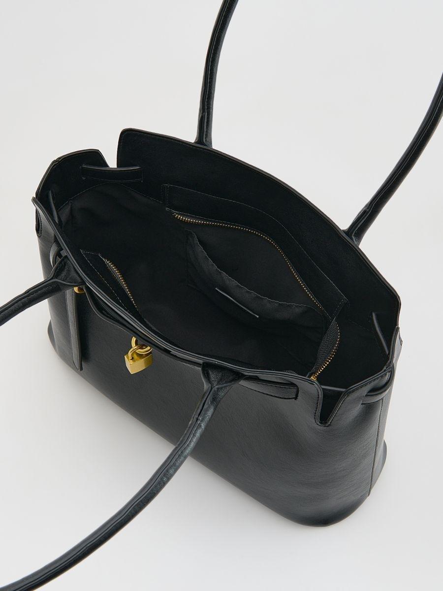 Black Shopper Bag, Black, large image number 1