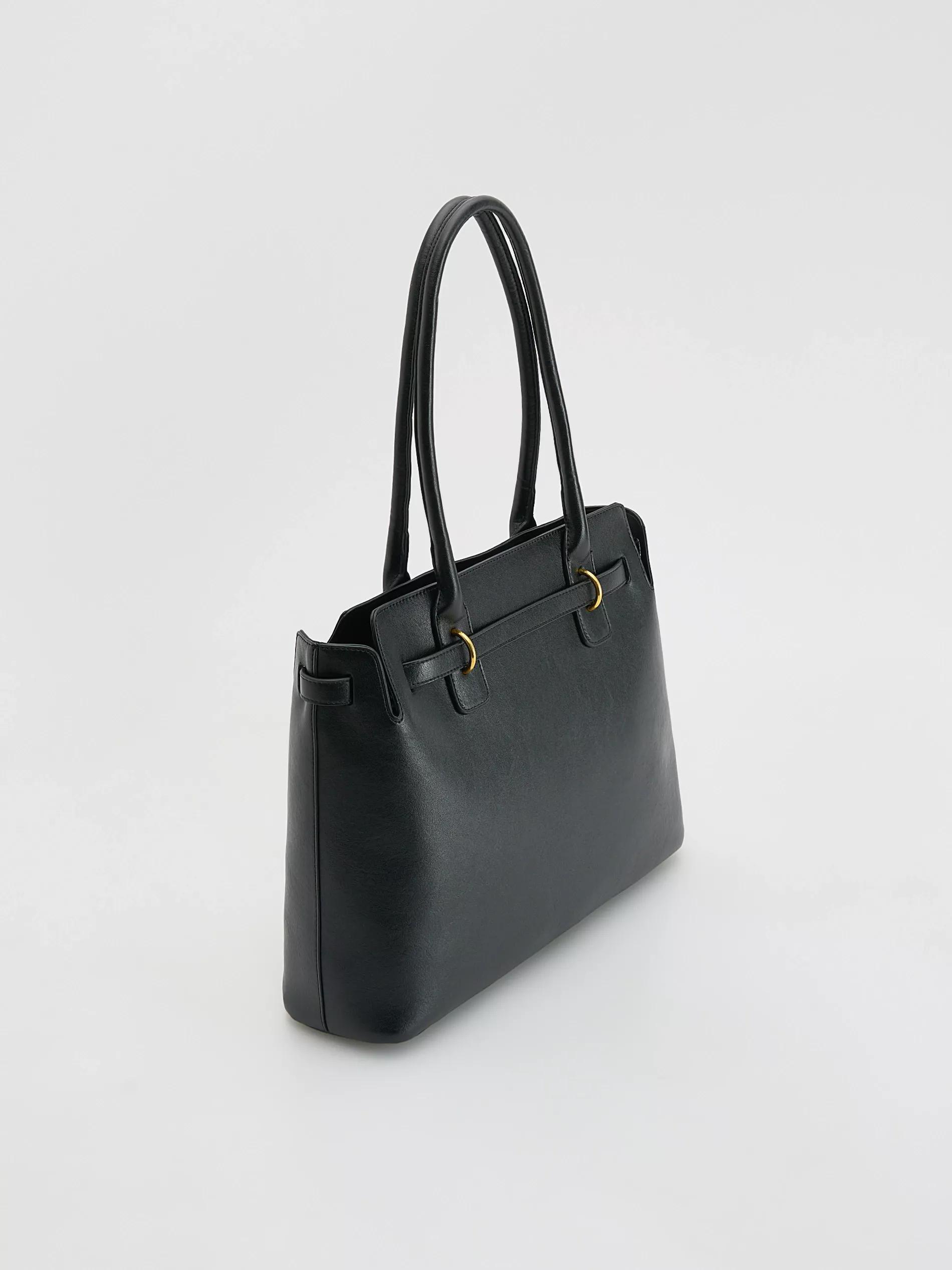 Black Shopper Bag, Black, large image number 1