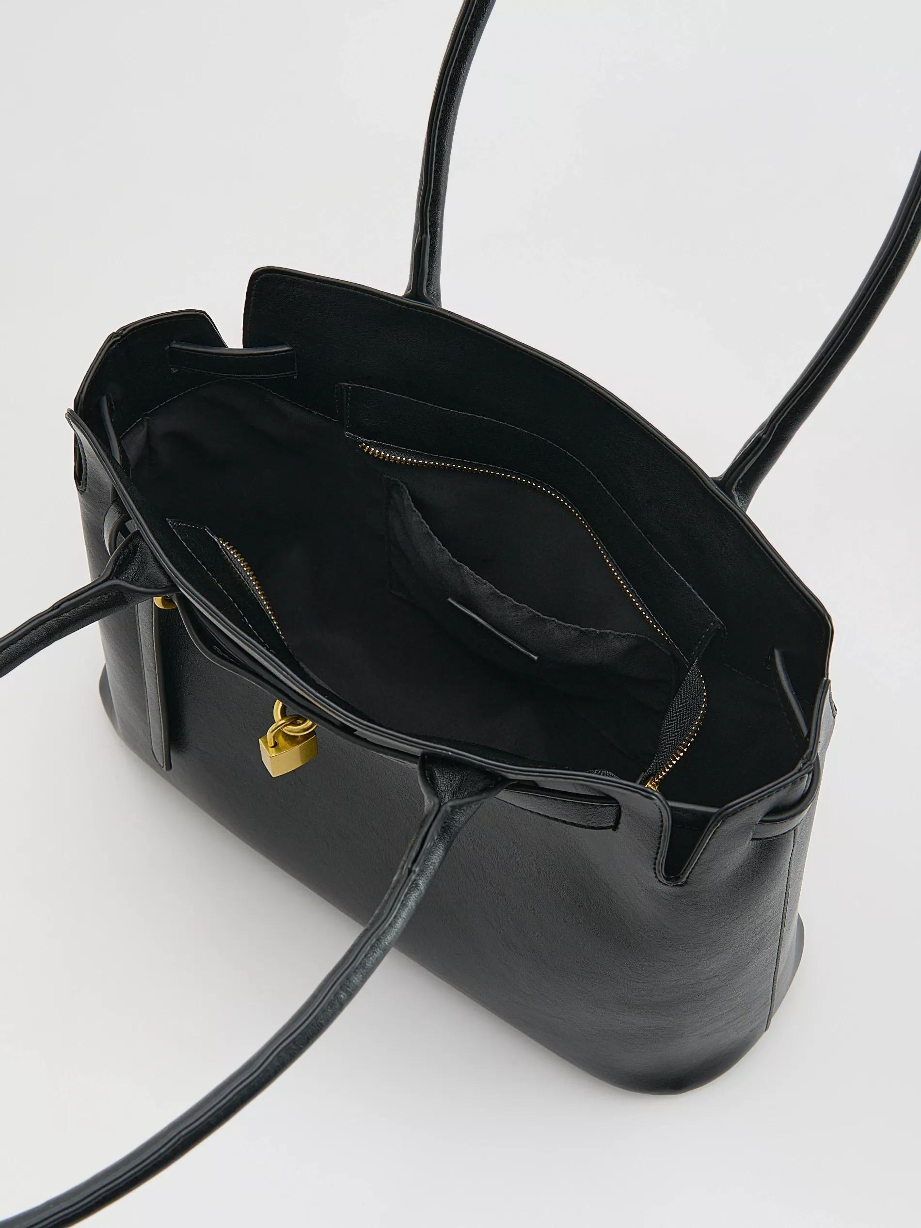 Black Shopper Bag, Black, large image number 3