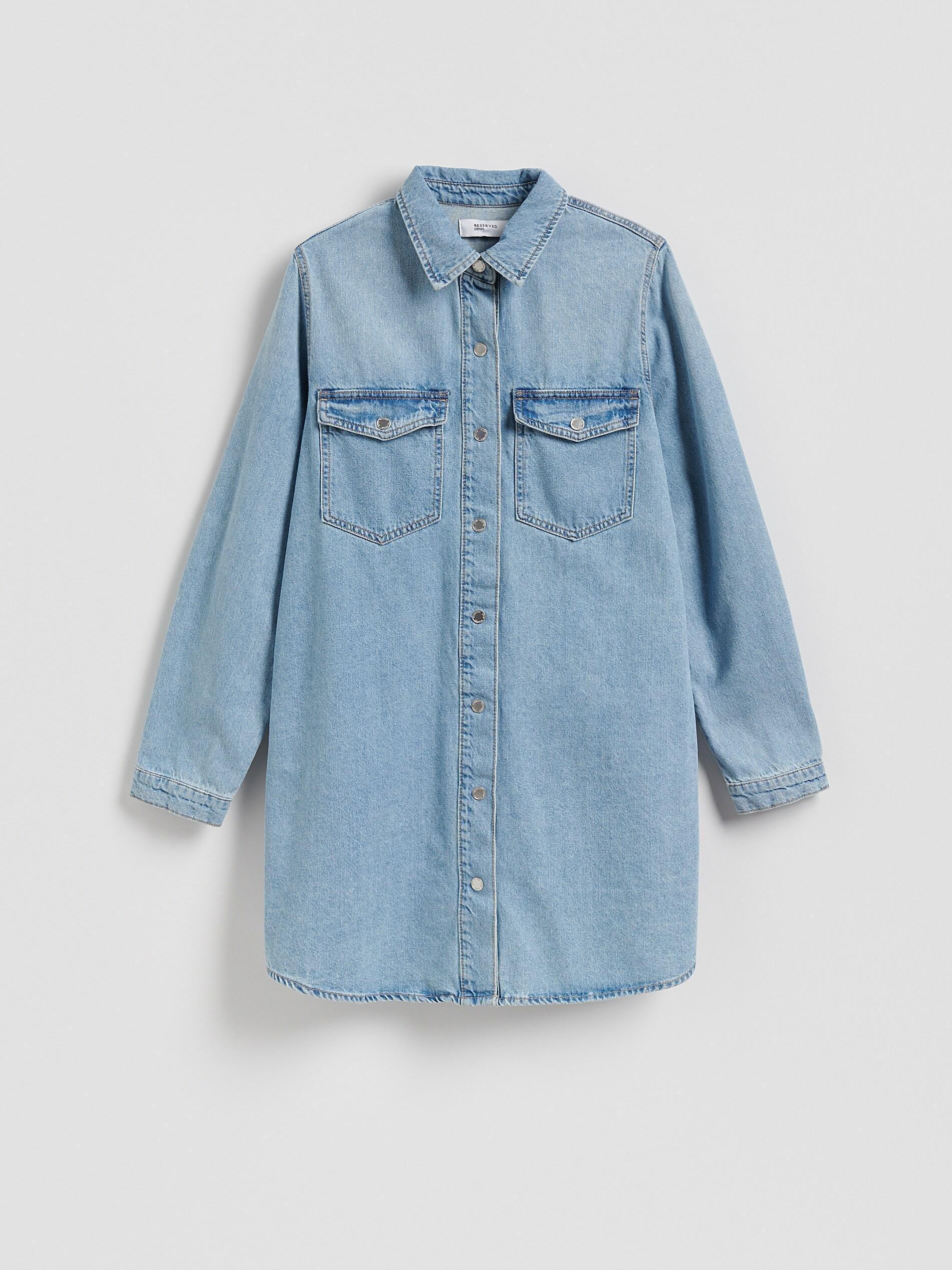 Blue Denim Mini Dress, Blue, large image number 4