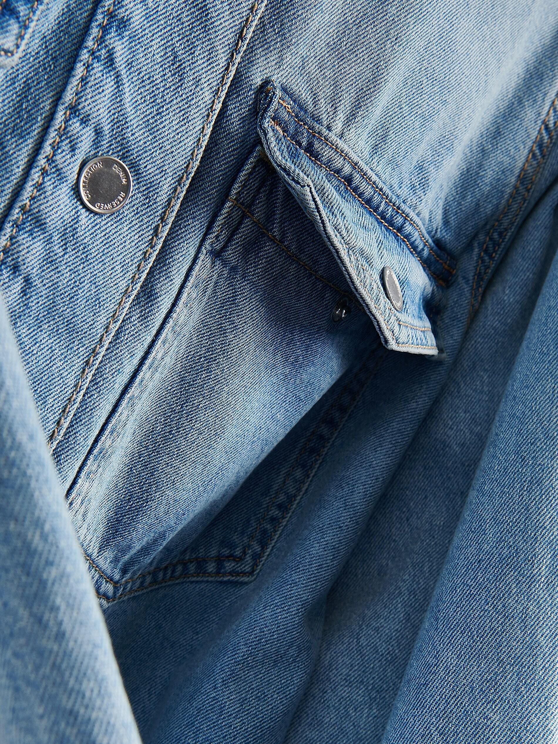 Blue Denim Mini Dress, Blue, large image number 5