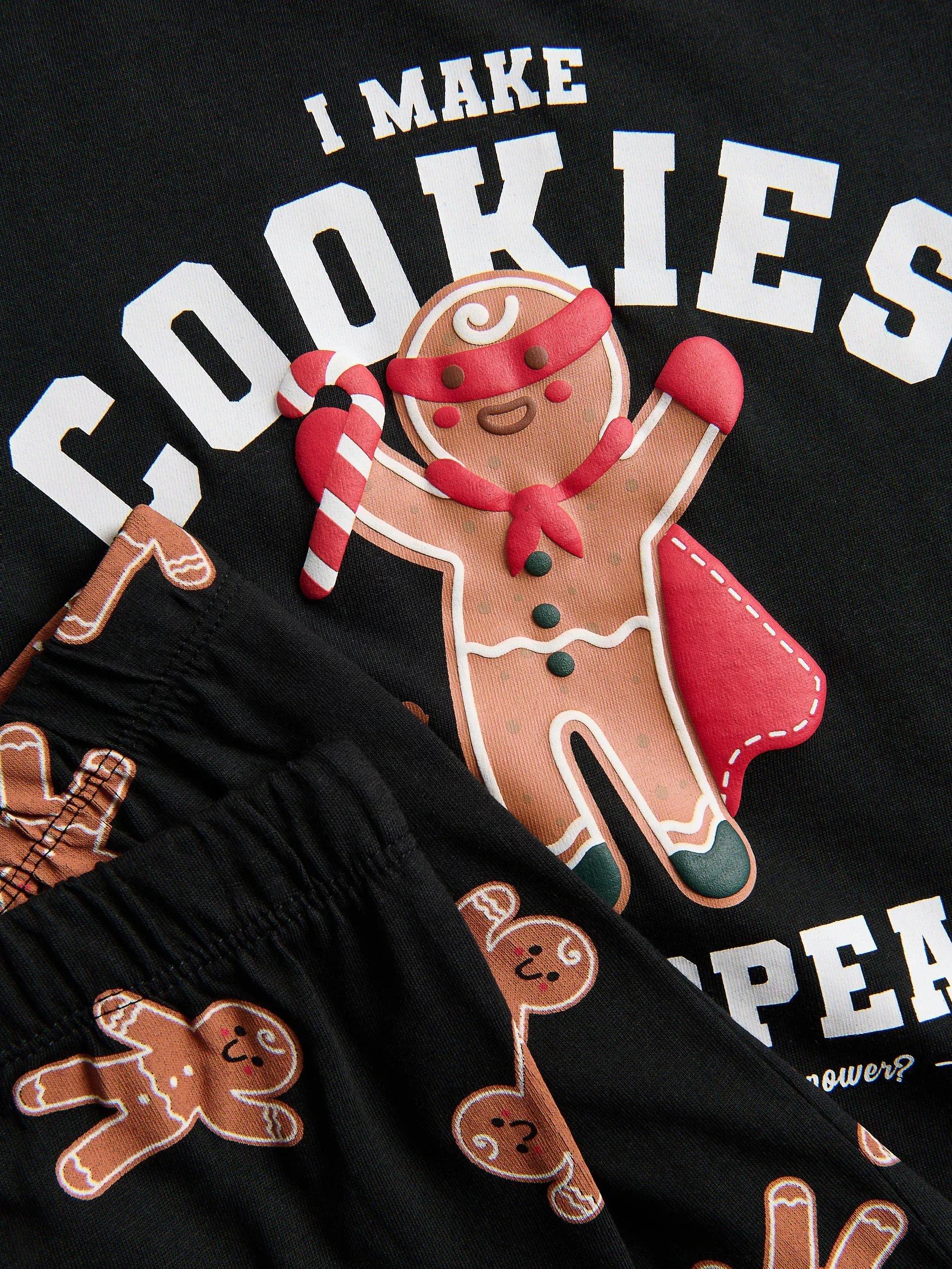 Black Festive Pyjamas, Black, medium