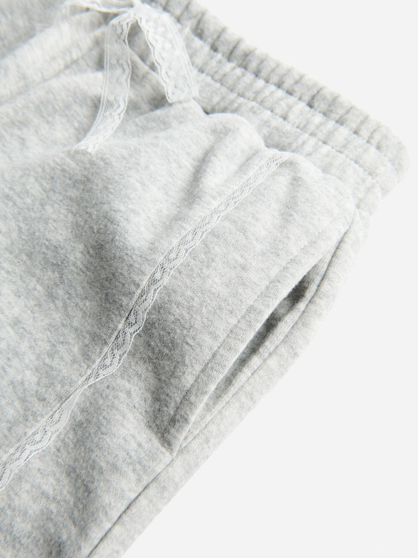 Grey Trousers With Lace Side Stripes, Light grey, large image number 5