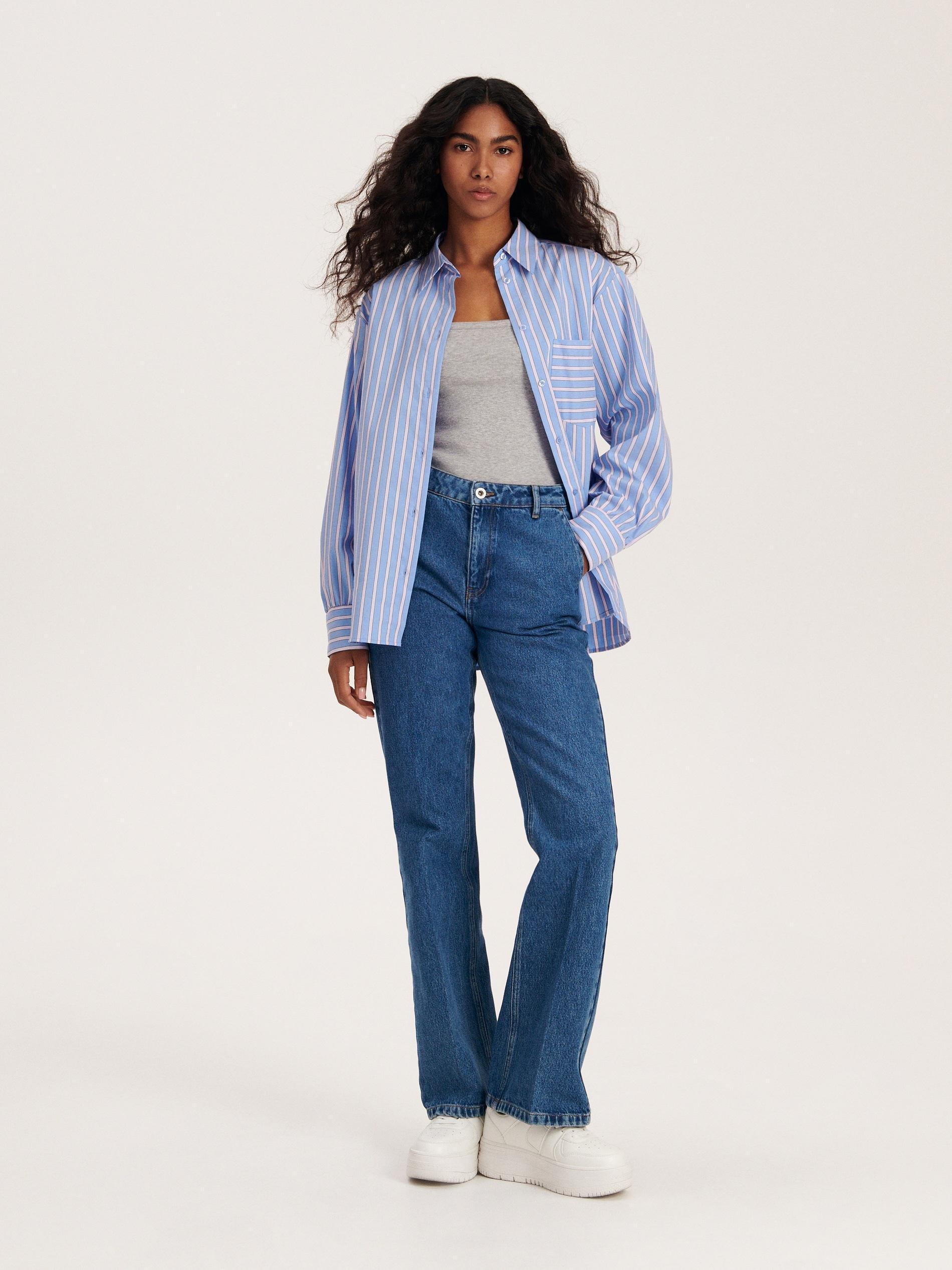 Blue Oversized Cotton Shirt, , large image number 2