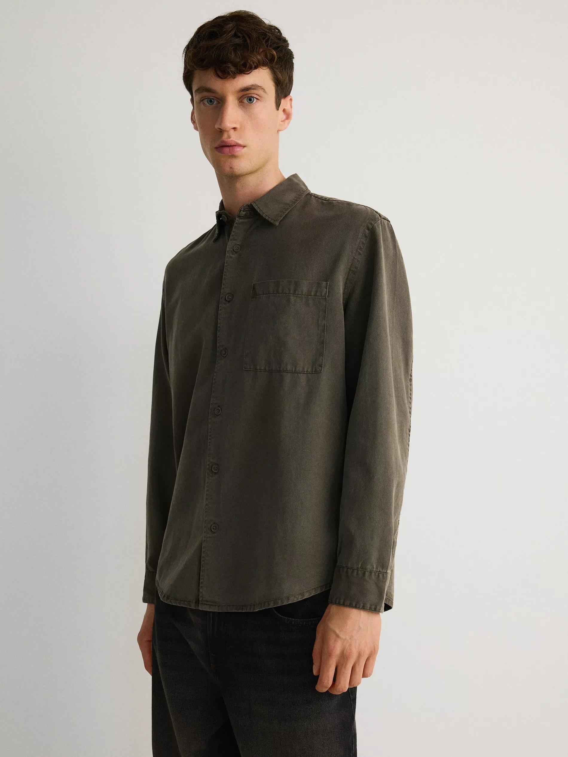 Green Comfort-Fit Shirt With High Lyocell Content, , large image number 0