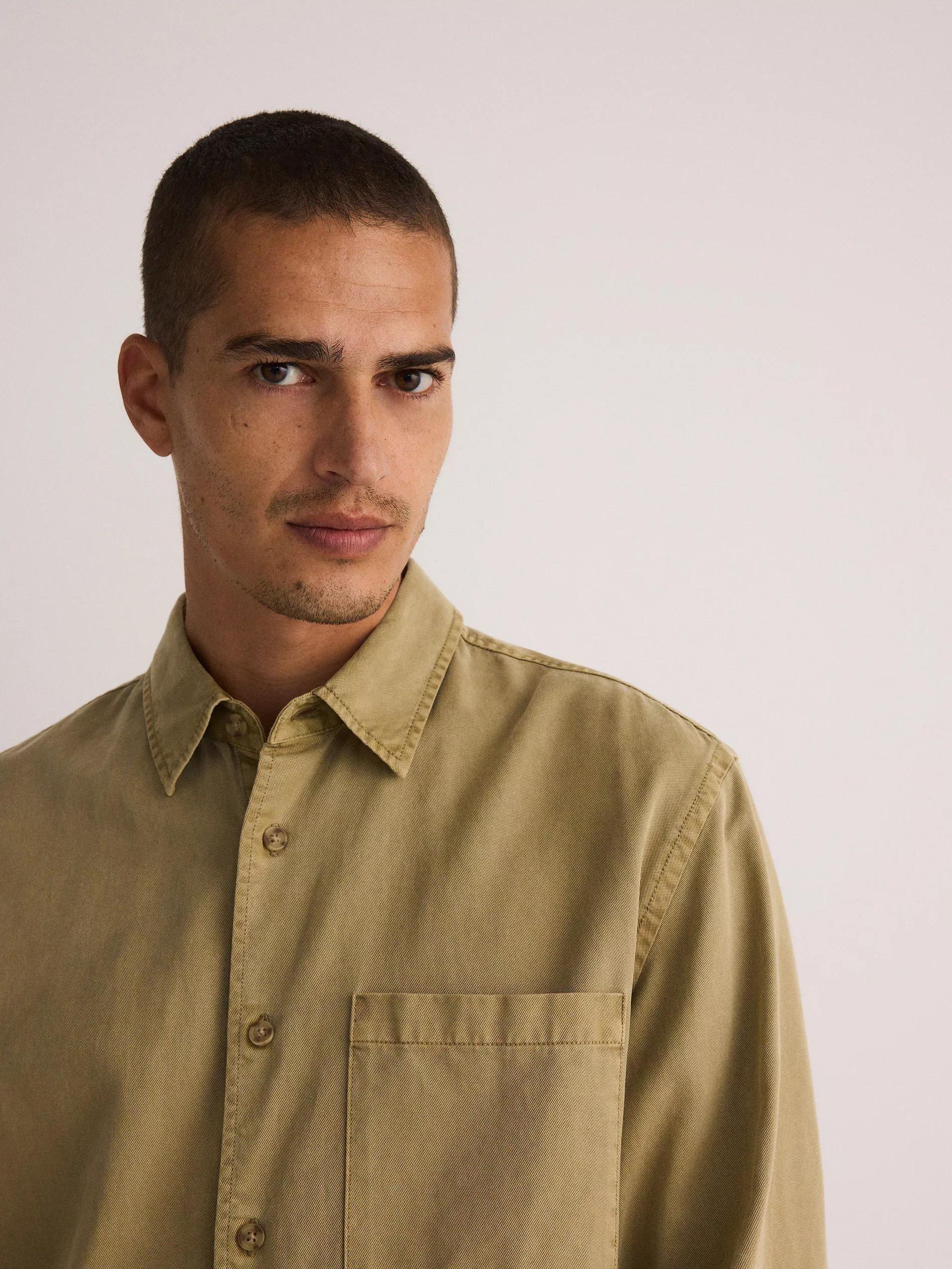 Beige Comfort-Fit Shirt With High Lyocell Content, , large image number 0
