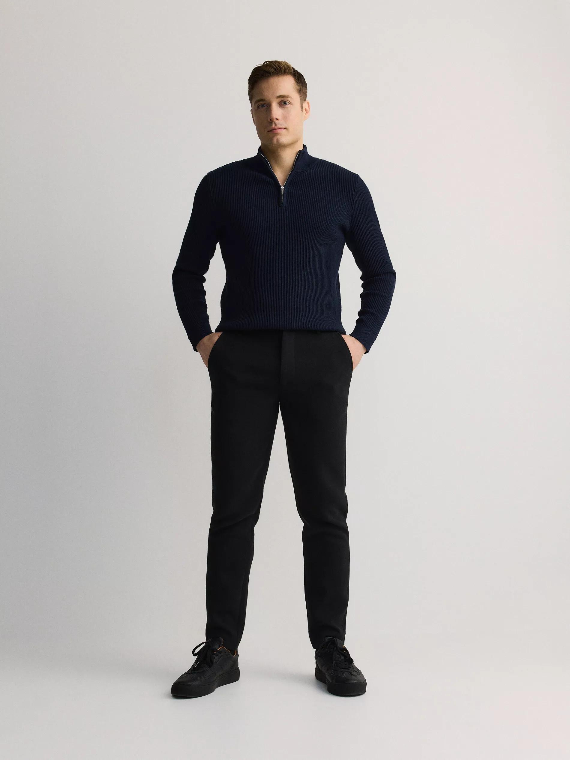 Black Slim Jogger Pants, Black, medium