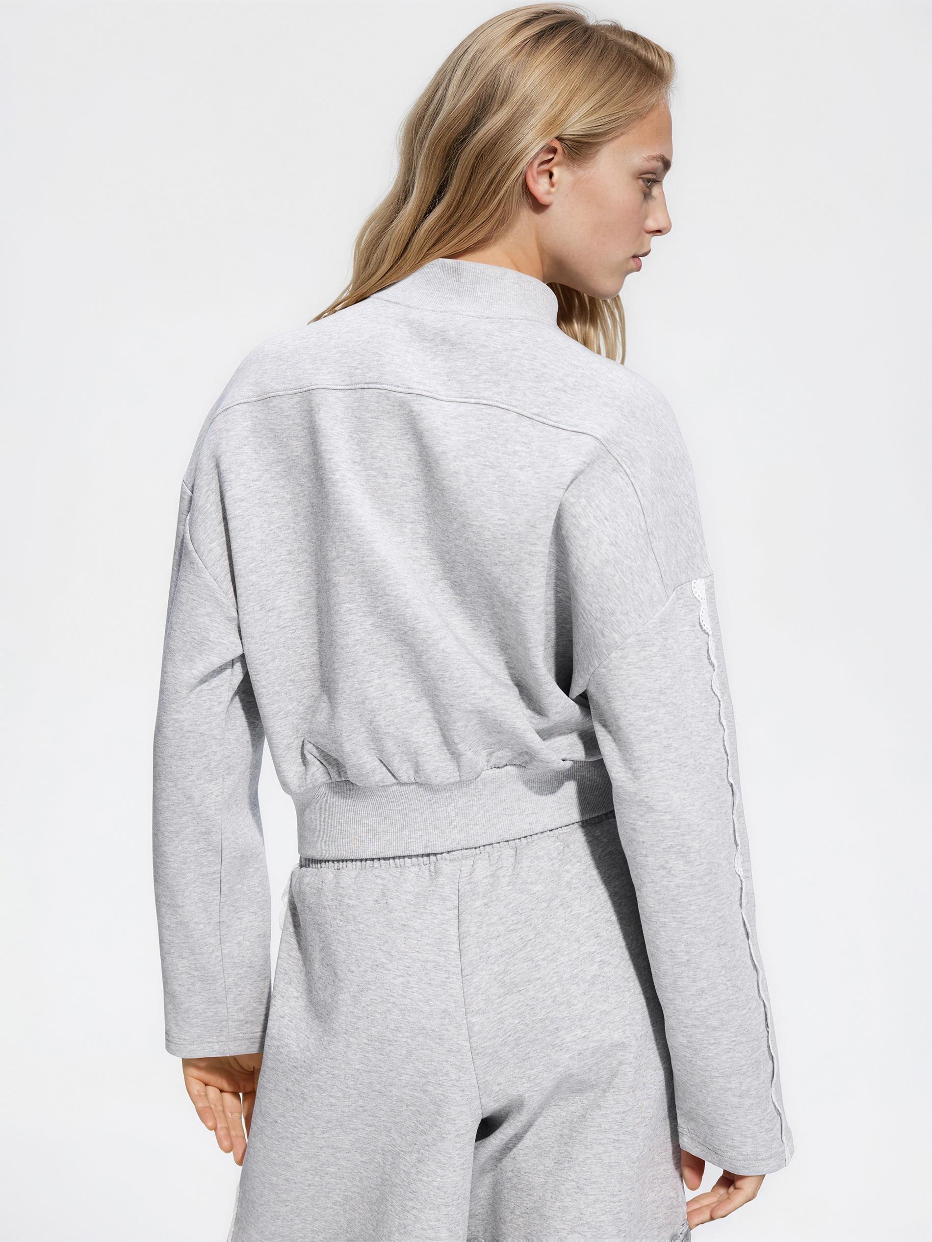 سويت شيرت مع مفتوح محبوك تفصيلة رمادي, Light grey, large image number 3