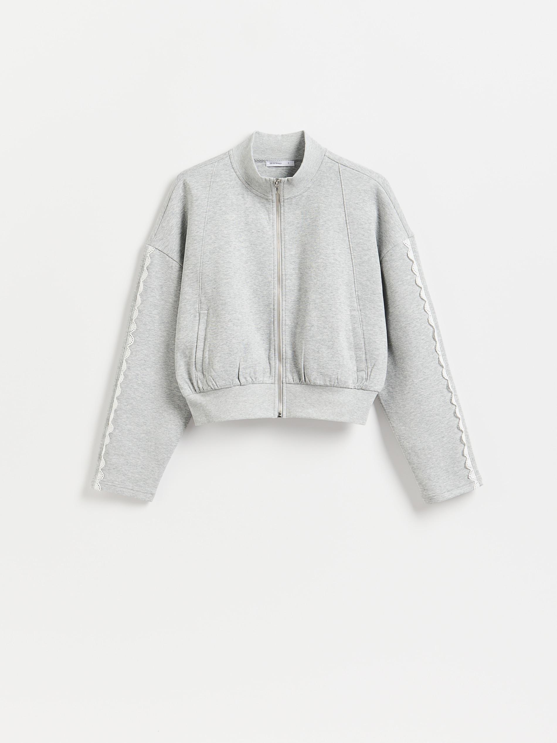 سويت شيرت مع مفتوح محبوك تفصيلة رمادي, Light grey, large image number 4