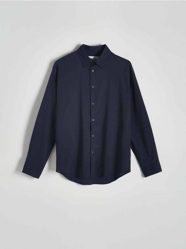 Navy Regular Fit Plain Shirt, , large image number 0
