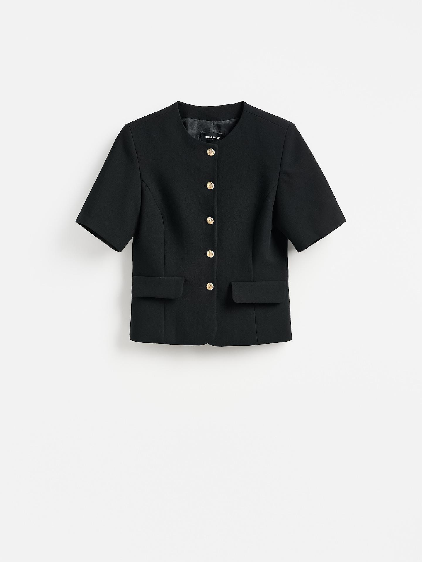Black Short-Sleeved Blazer, Black, large image number 3