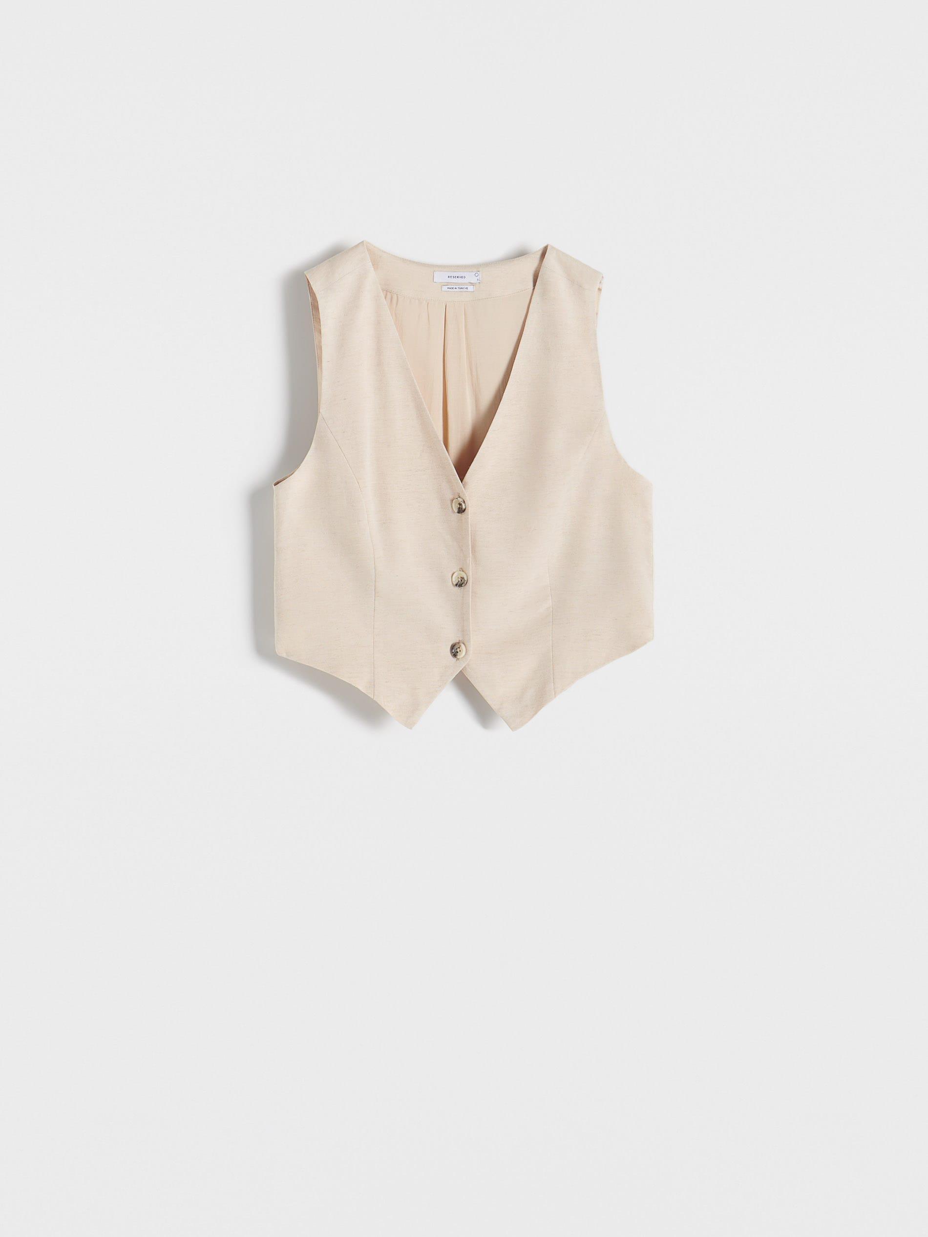 Beige Viscose Rich Vest, , large image number 2