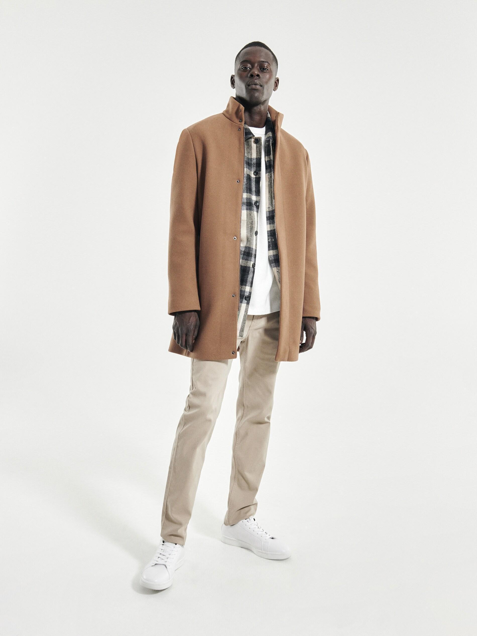 Brown Coat With High Stand Up Collar, , large image number 0