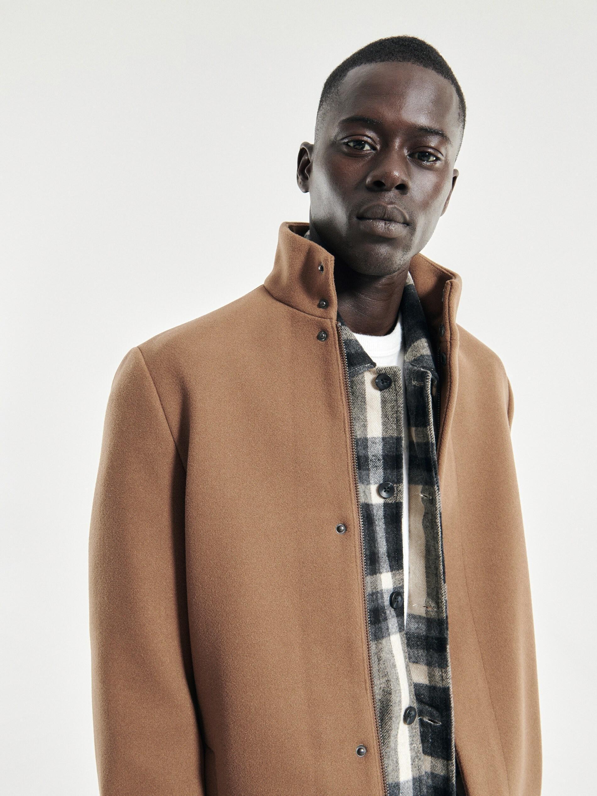 Brown Coat With High Stand Up Collar, , large image number 1