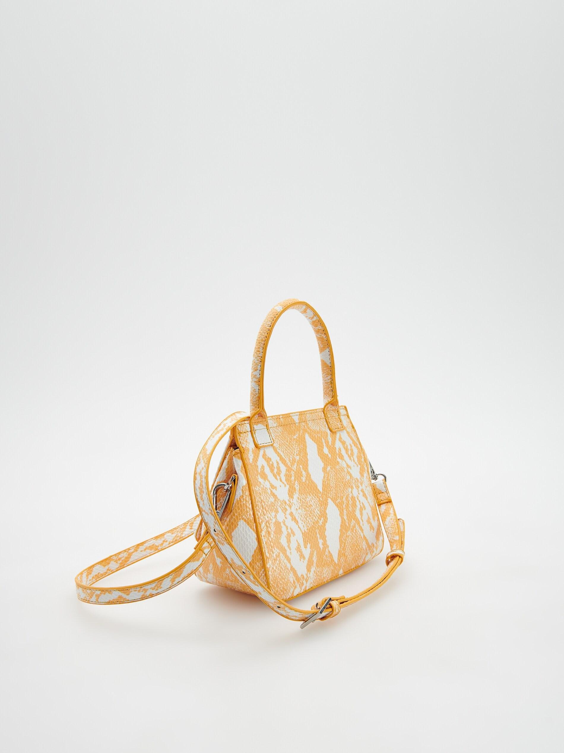 Yellow Small Bag With Snakeskin Motif Print, , large image number 2