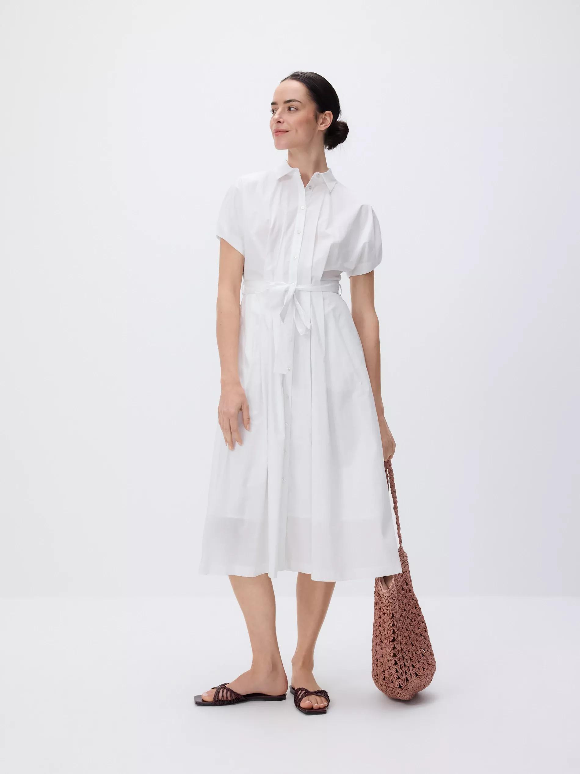 White Midi Shirt Dress, , large image number 1