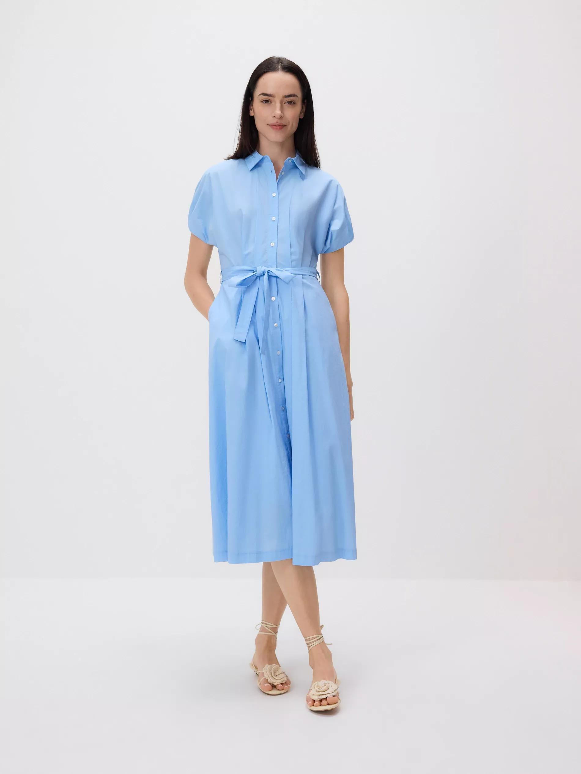 Blue Midi Shirt Dress, , large image number 0