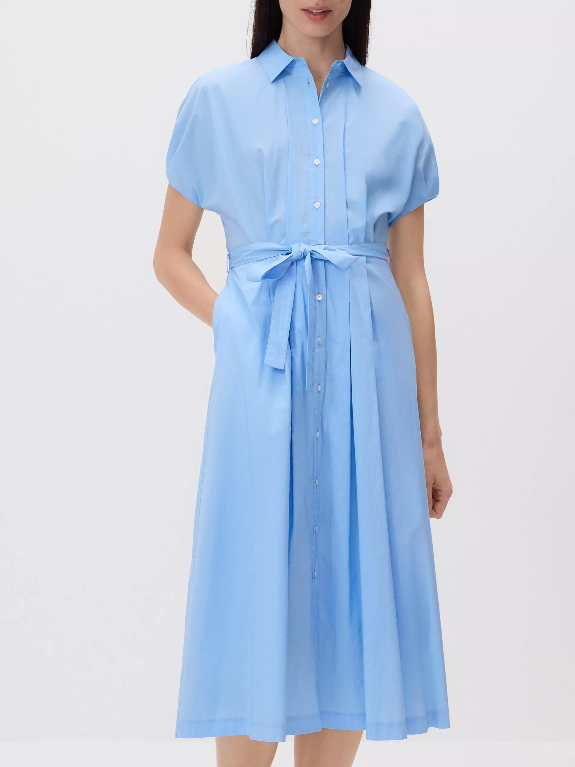 Blue Midi Shirt Dress, , large image number 1