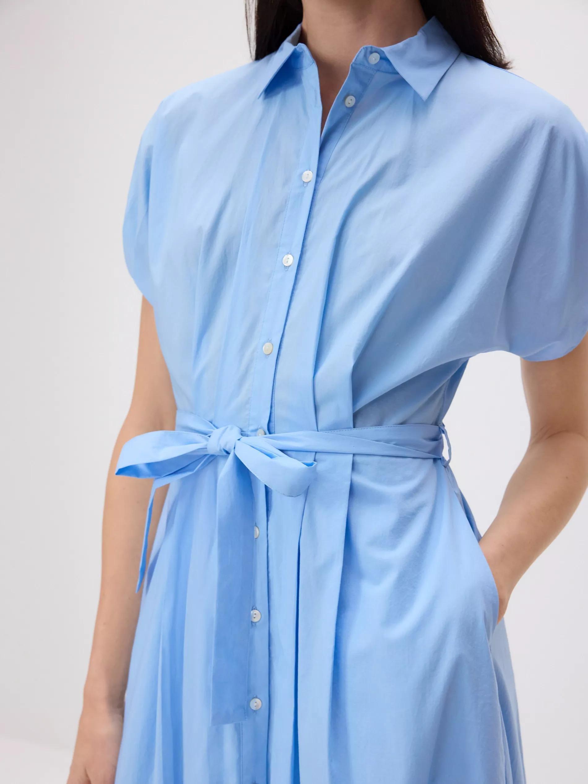 Blue Midi Shirt Dress, , large image number 2