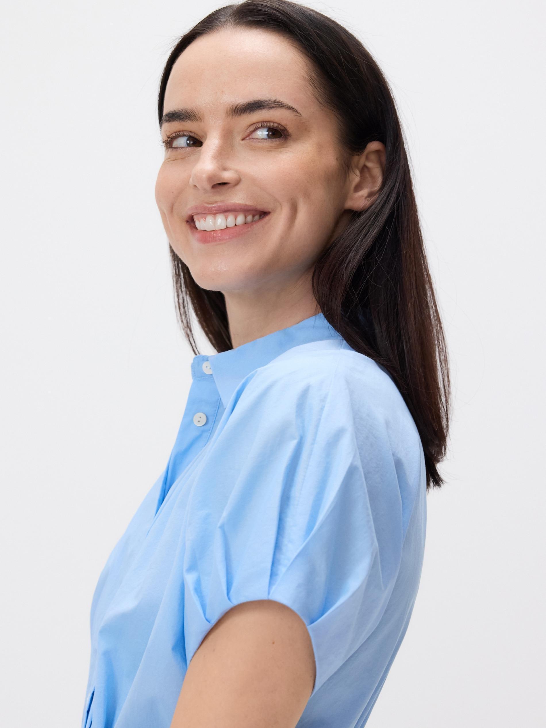 Blue Midi Shirt Dress, , large image number 4