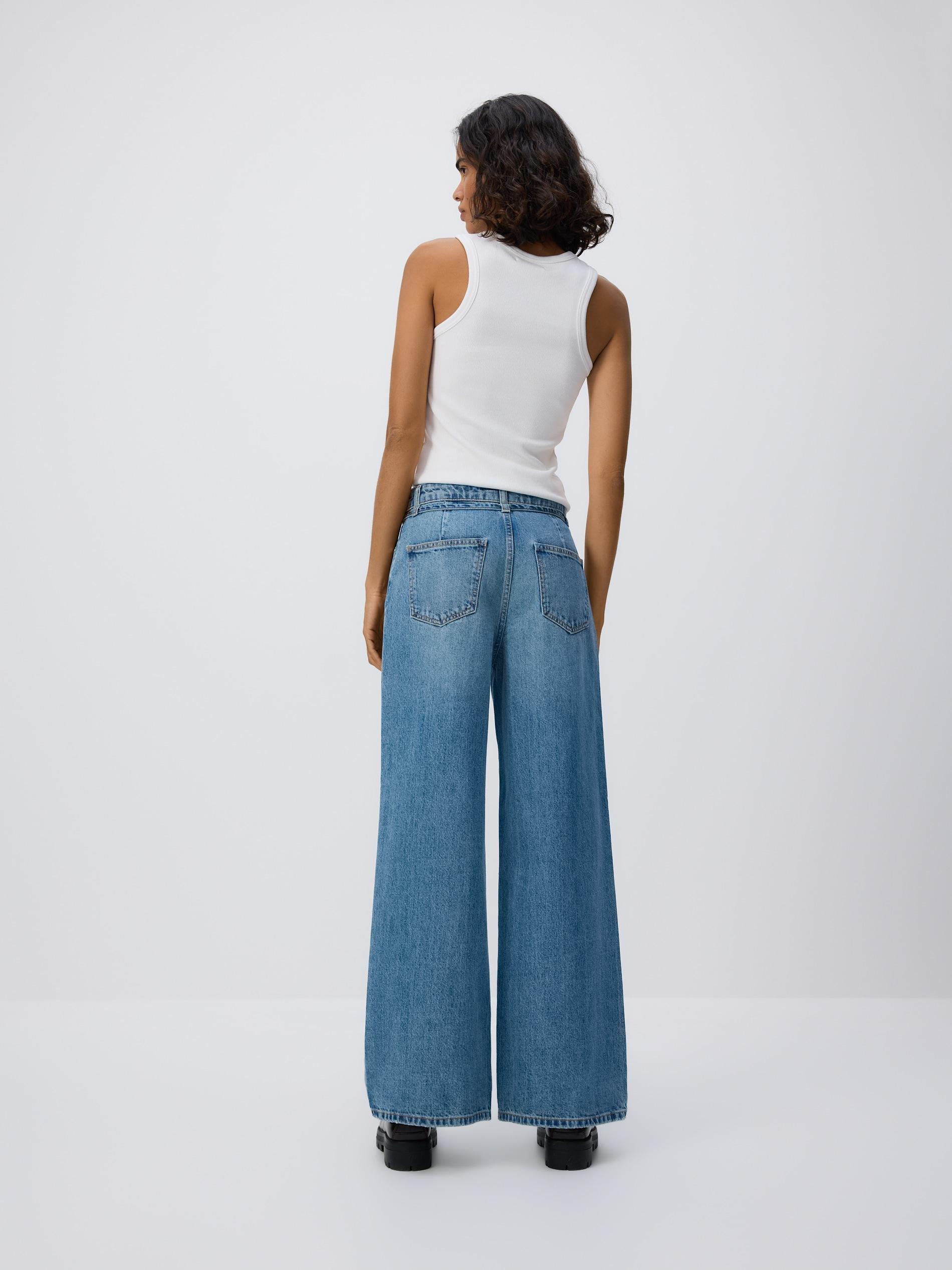 Blue Jeans Denim Trousers With Belt, Blue, large image number 4