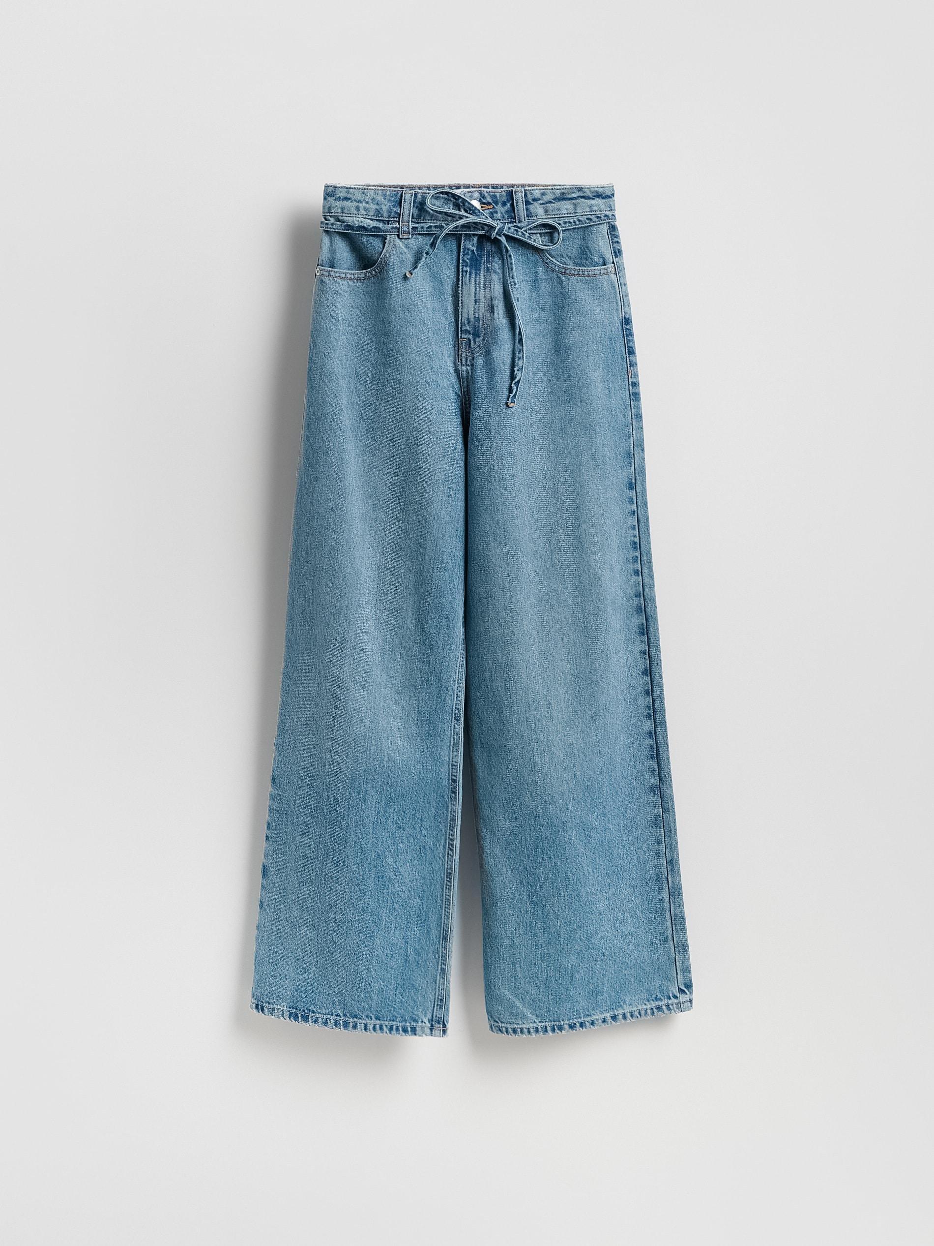 Blue Jeans Denim Trousers With Belt, Blue, large image number 5