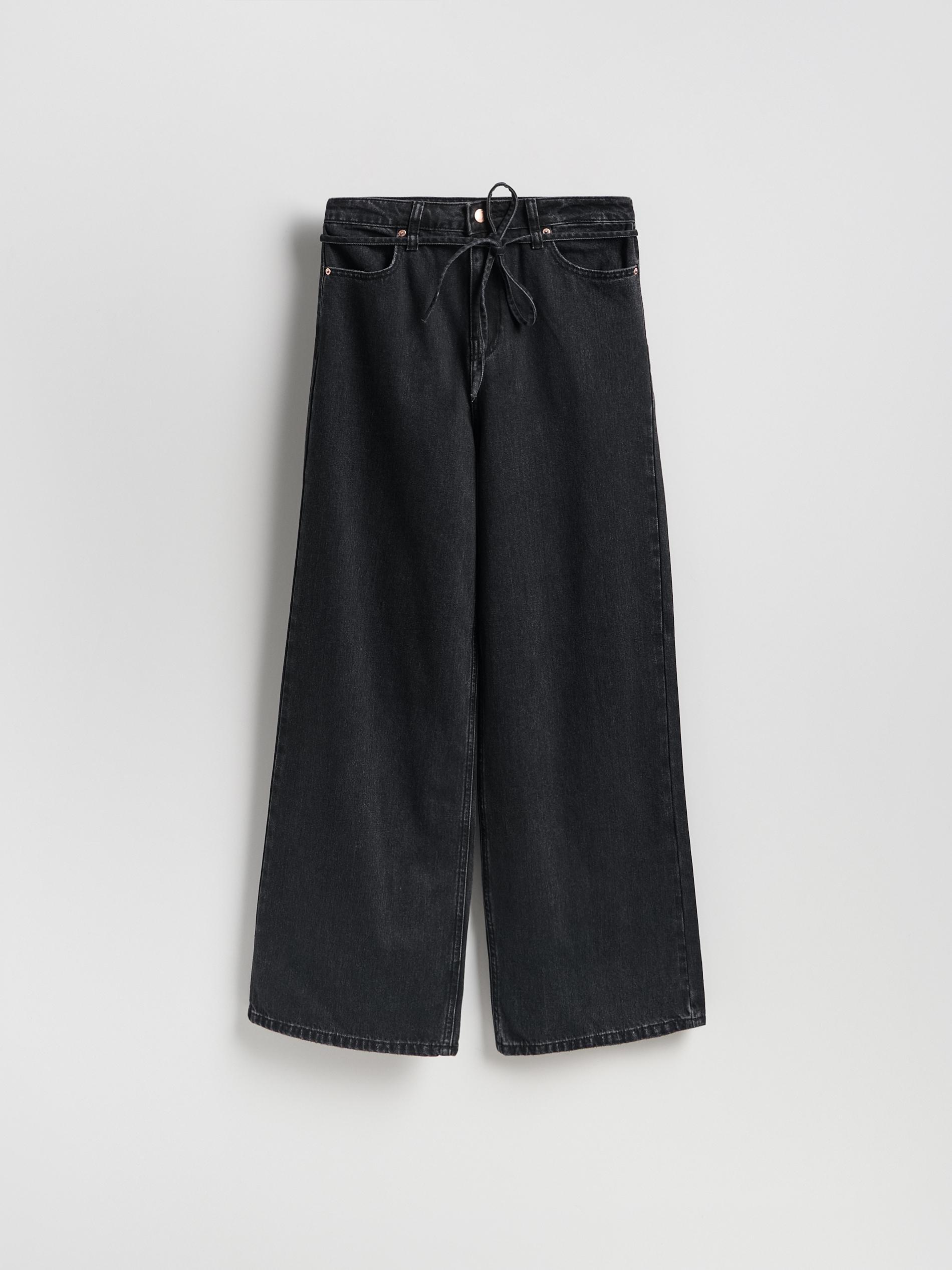 Black Denim Trousers With Belt, Black, large image number 4