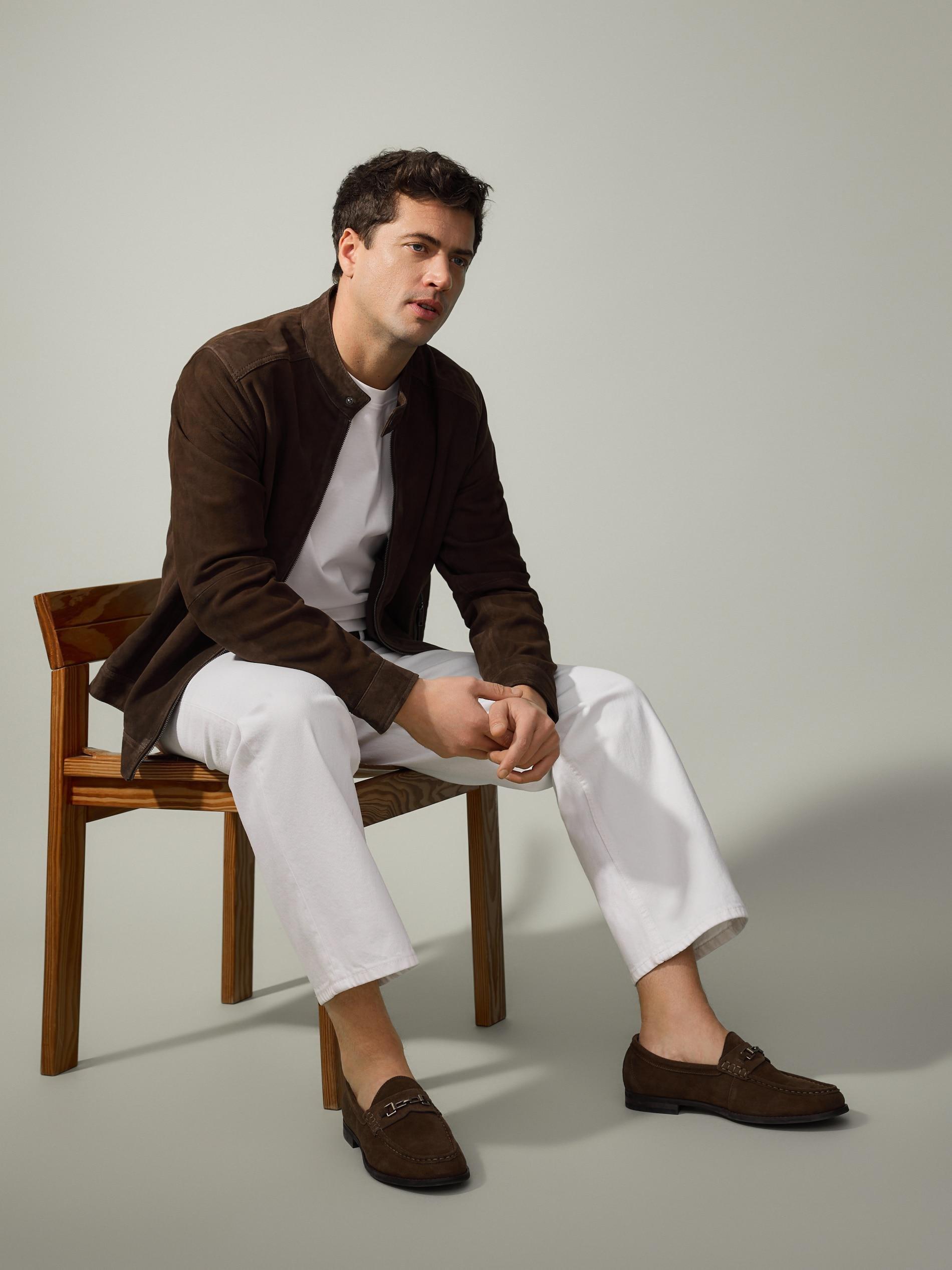 Brown Suede Loafers, Brown, medium