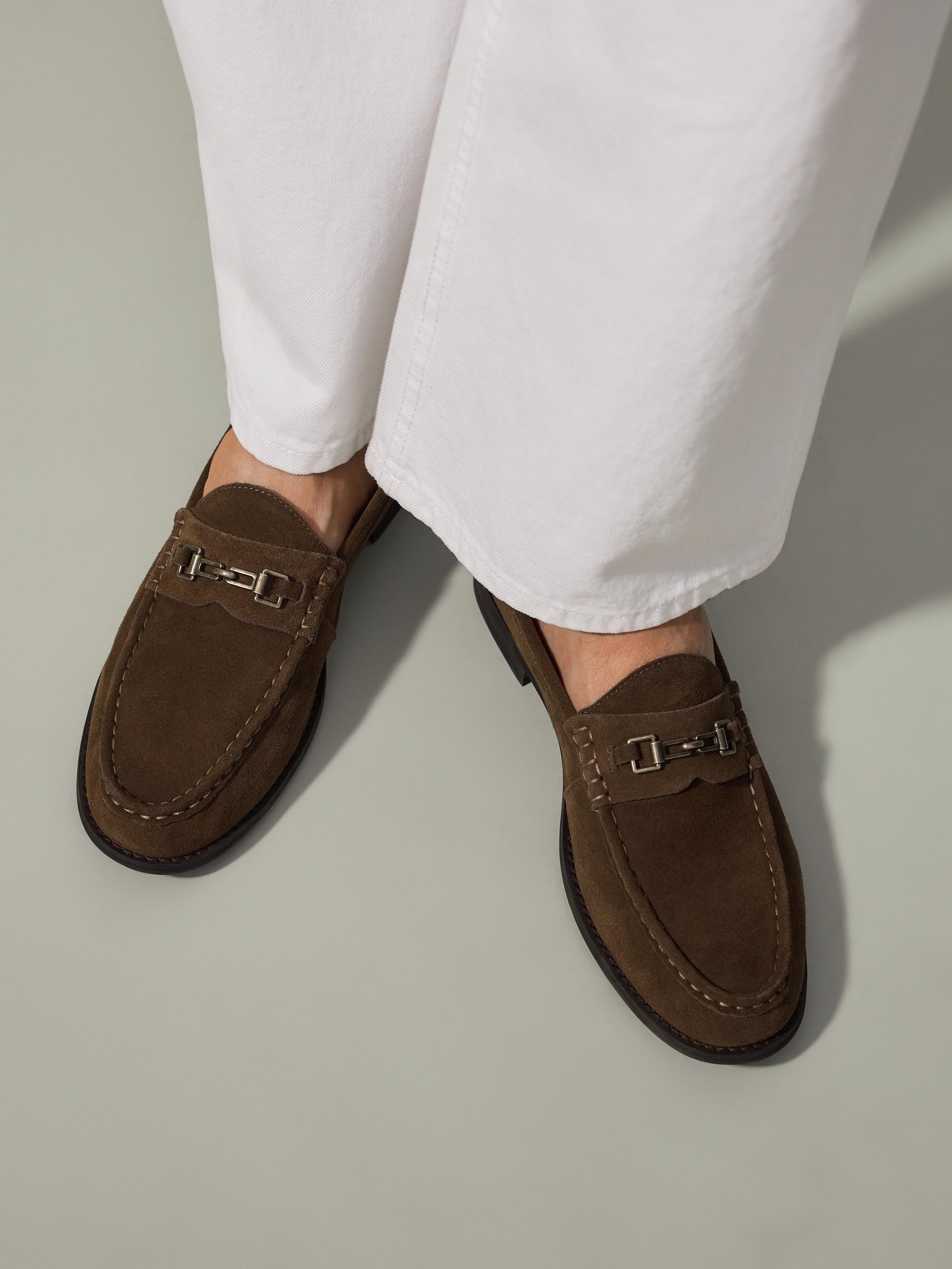 Brown Suede Loafers, Brown, medium