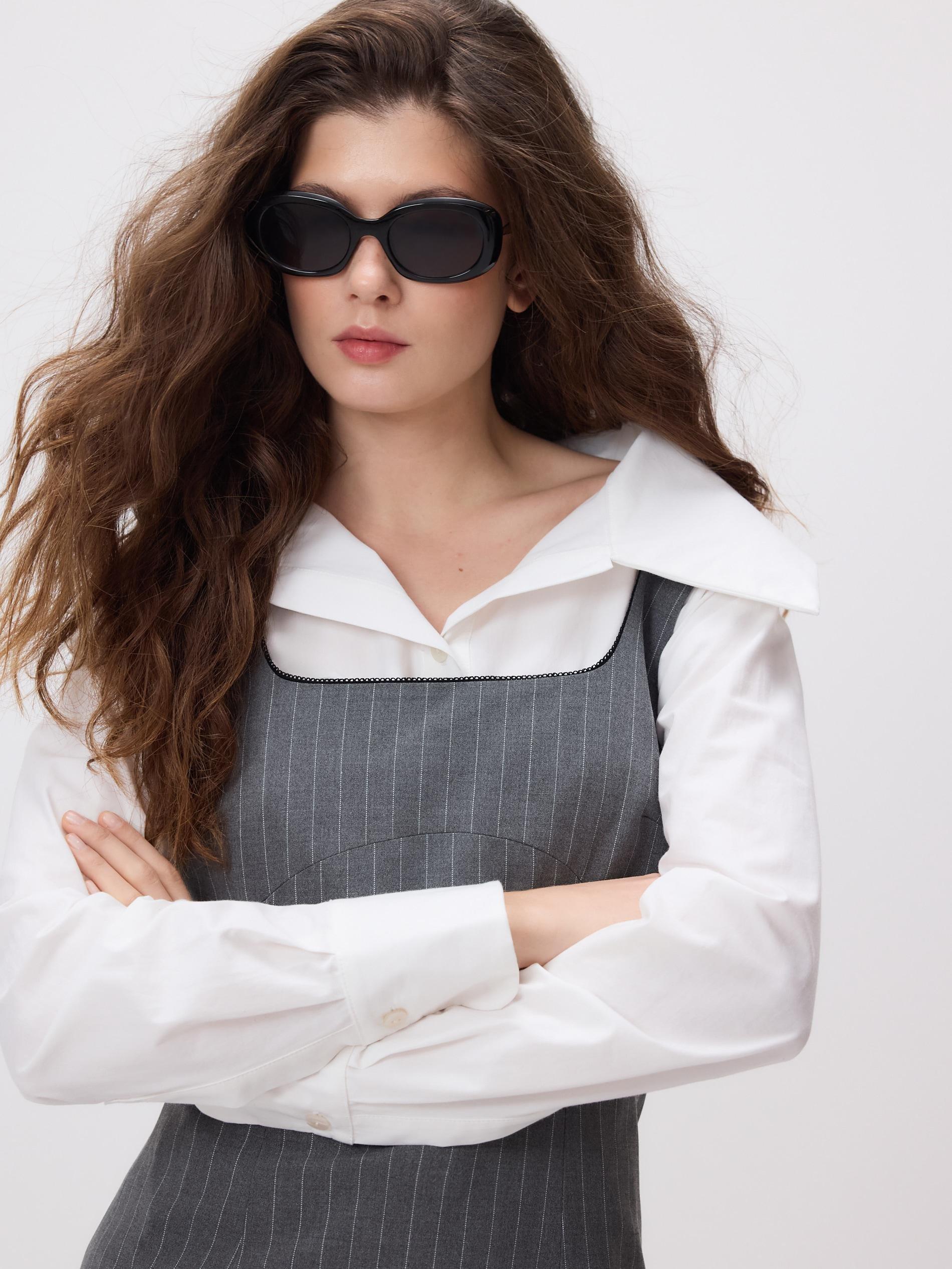 Grey Pinstripe Dress, Grey, large image number 0