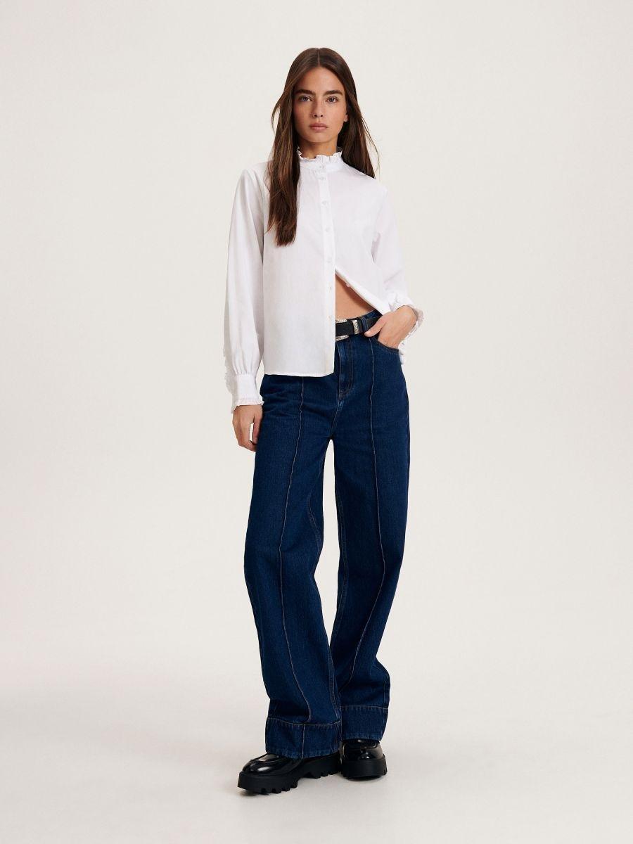 White Ruffle Detail Shirt, , large image number 0