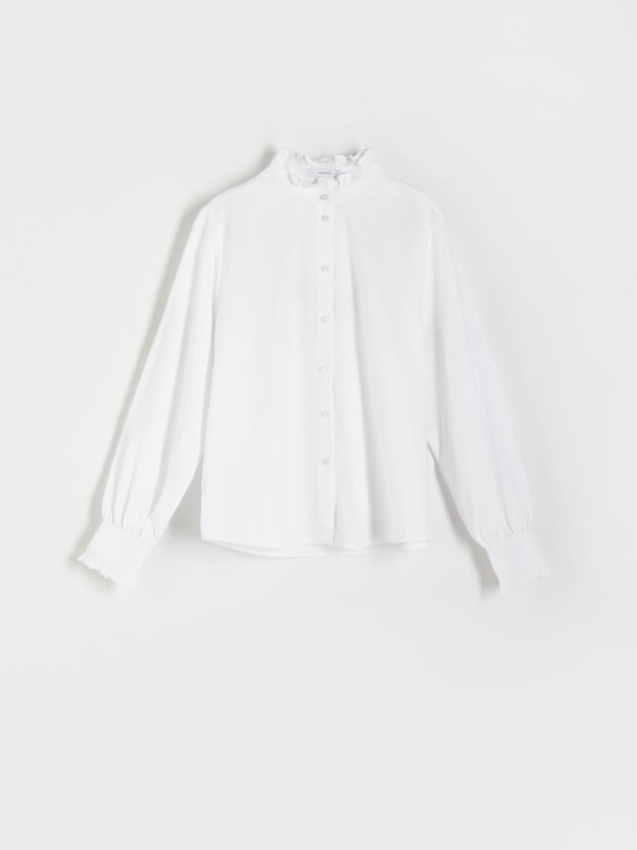 White Ruffle Detail Shirt, , large image number 1