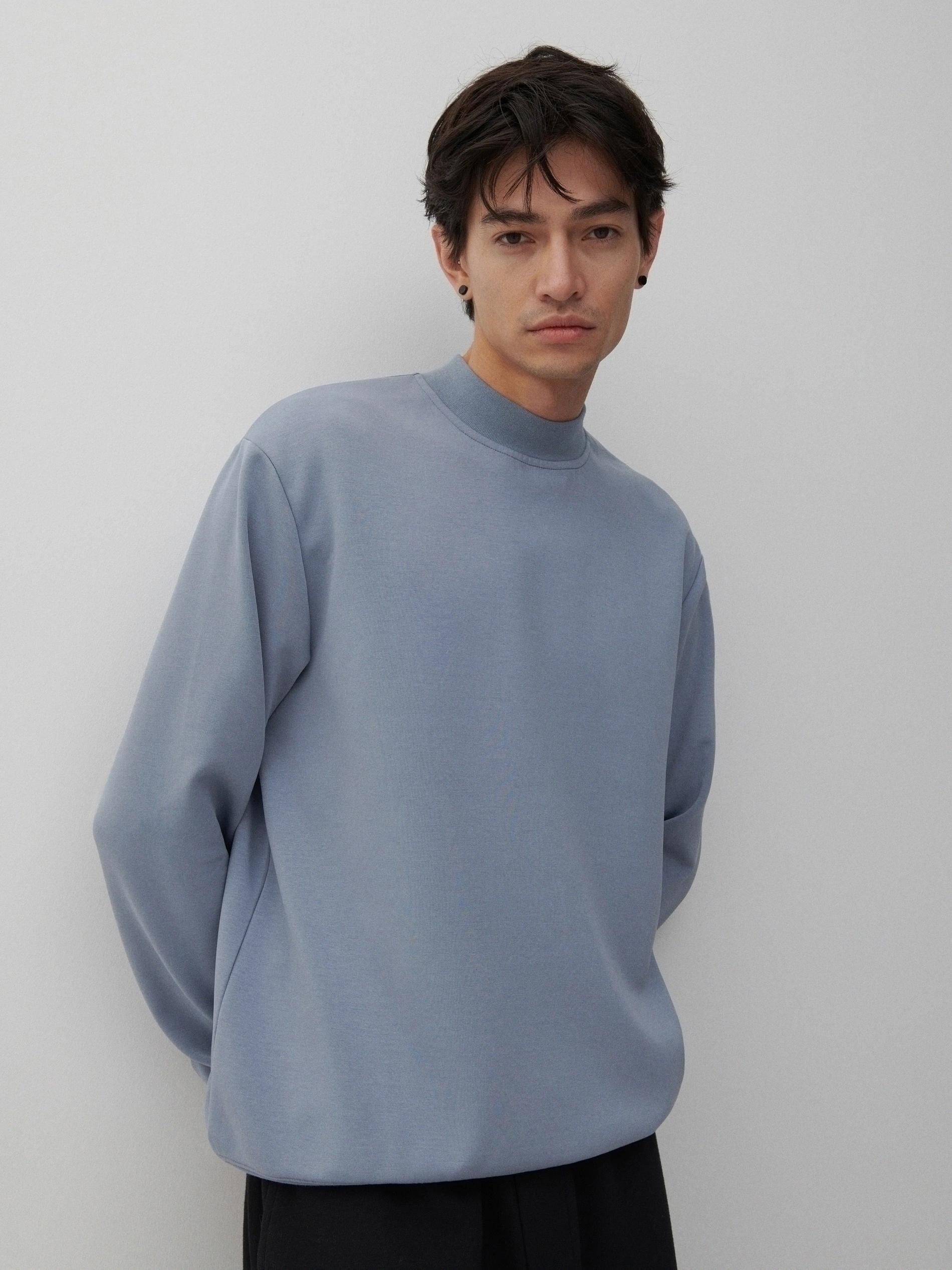 Pale Blue Plain Cotton Sweatshirt, , large image number 0