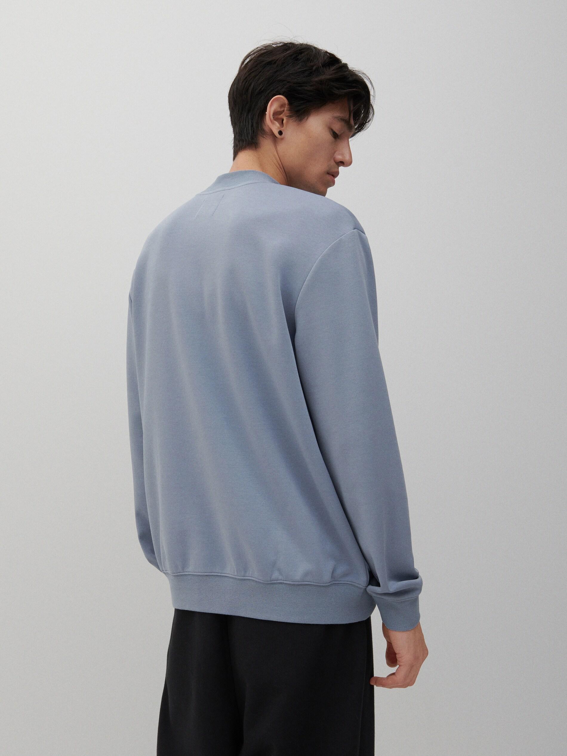 Pale Blue Plain Cotton Sweatshirt, , large image number 2