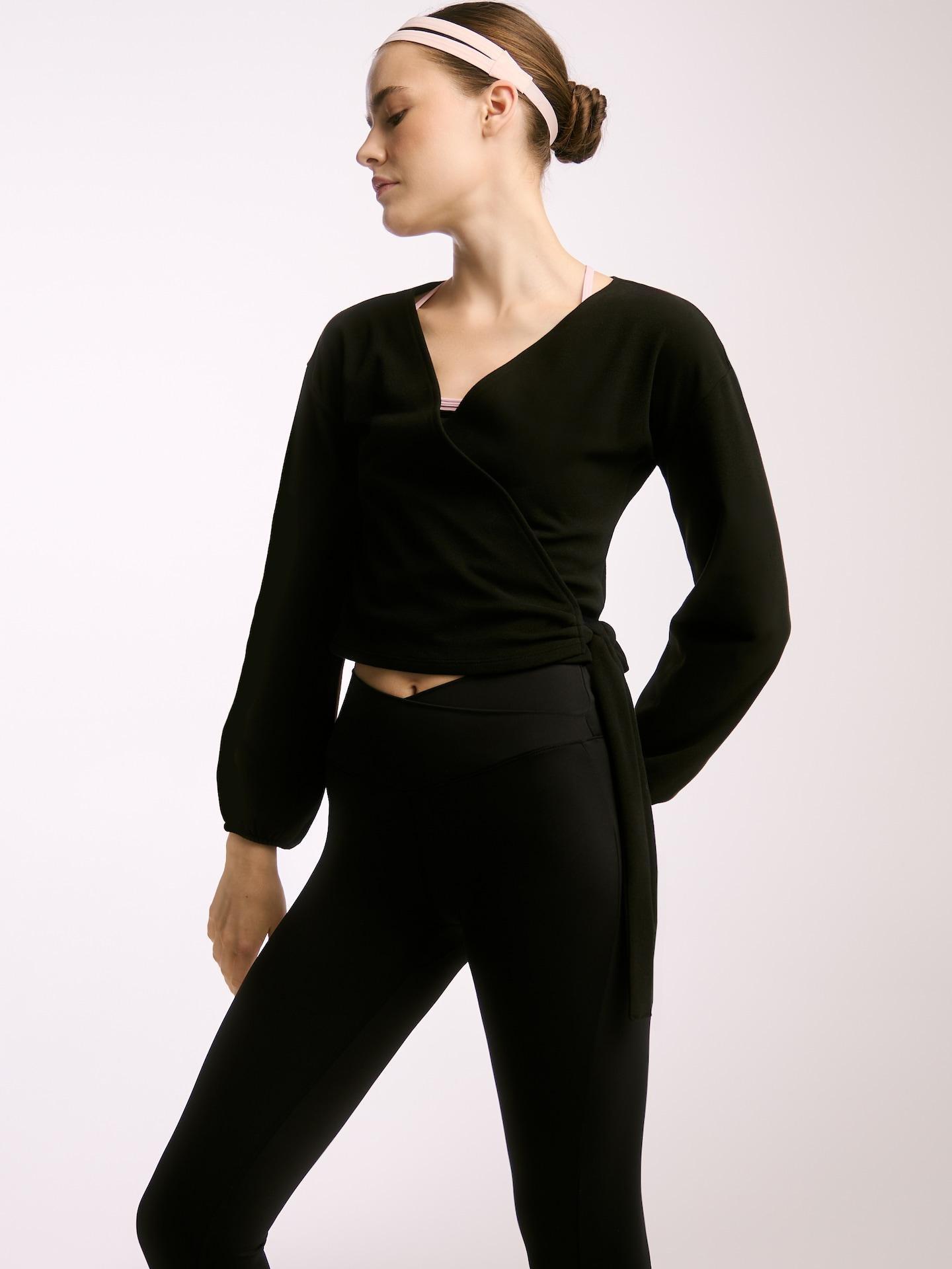 Black Sweatshirt With Tie Detail, Black, medium