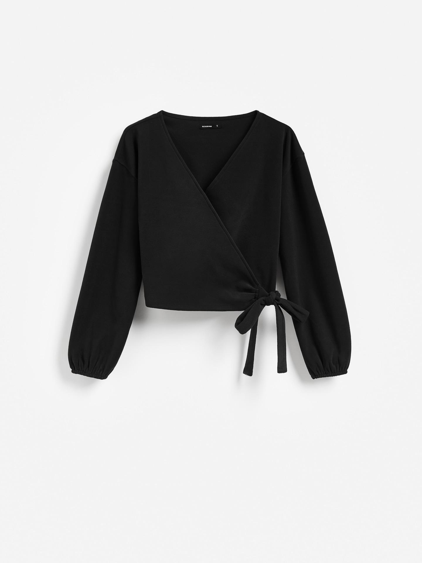 Black Sweatshirt With Tie Detail, Black, large image number 3