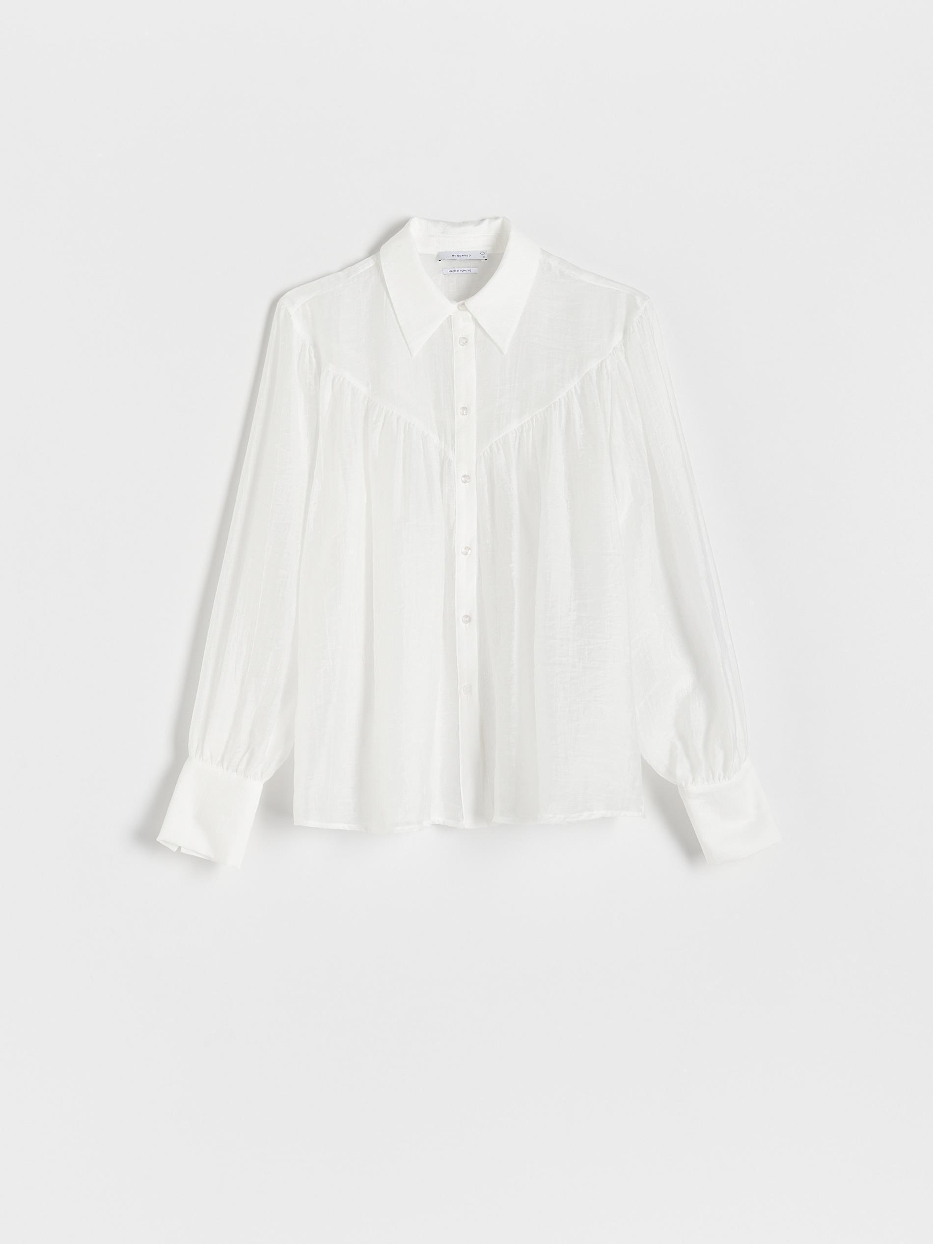 Cream Lyocell Blend Shirt, Ivory, large image number 3