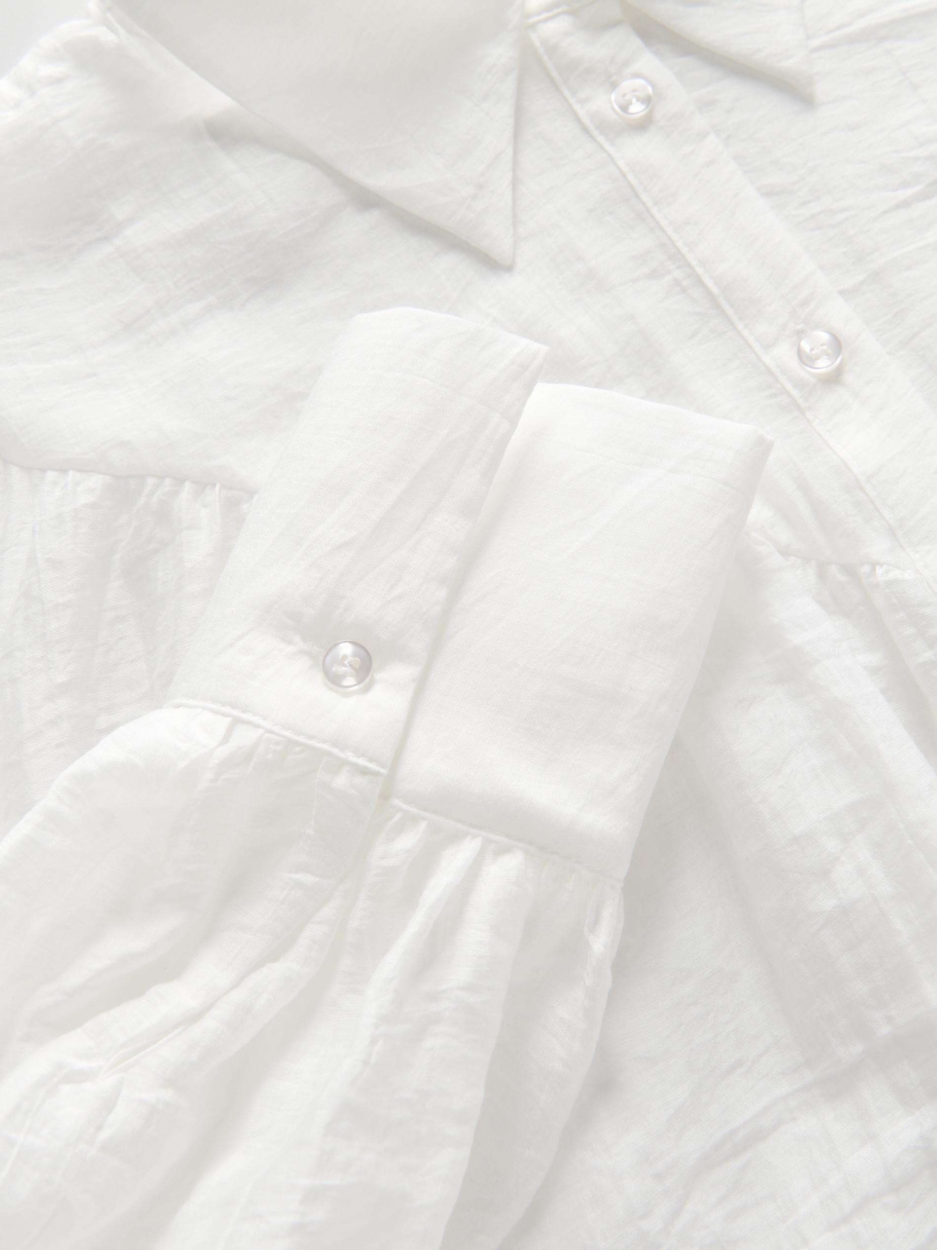 Cream Lyocell Blend Shirt, Ivory, large image number 4