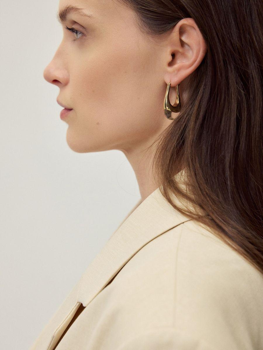 Gold Hoop Earrings, Multicolor, large image number 2