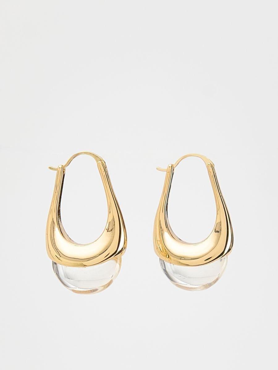Gold Hoop Earrings, Multicolor, large image number 5